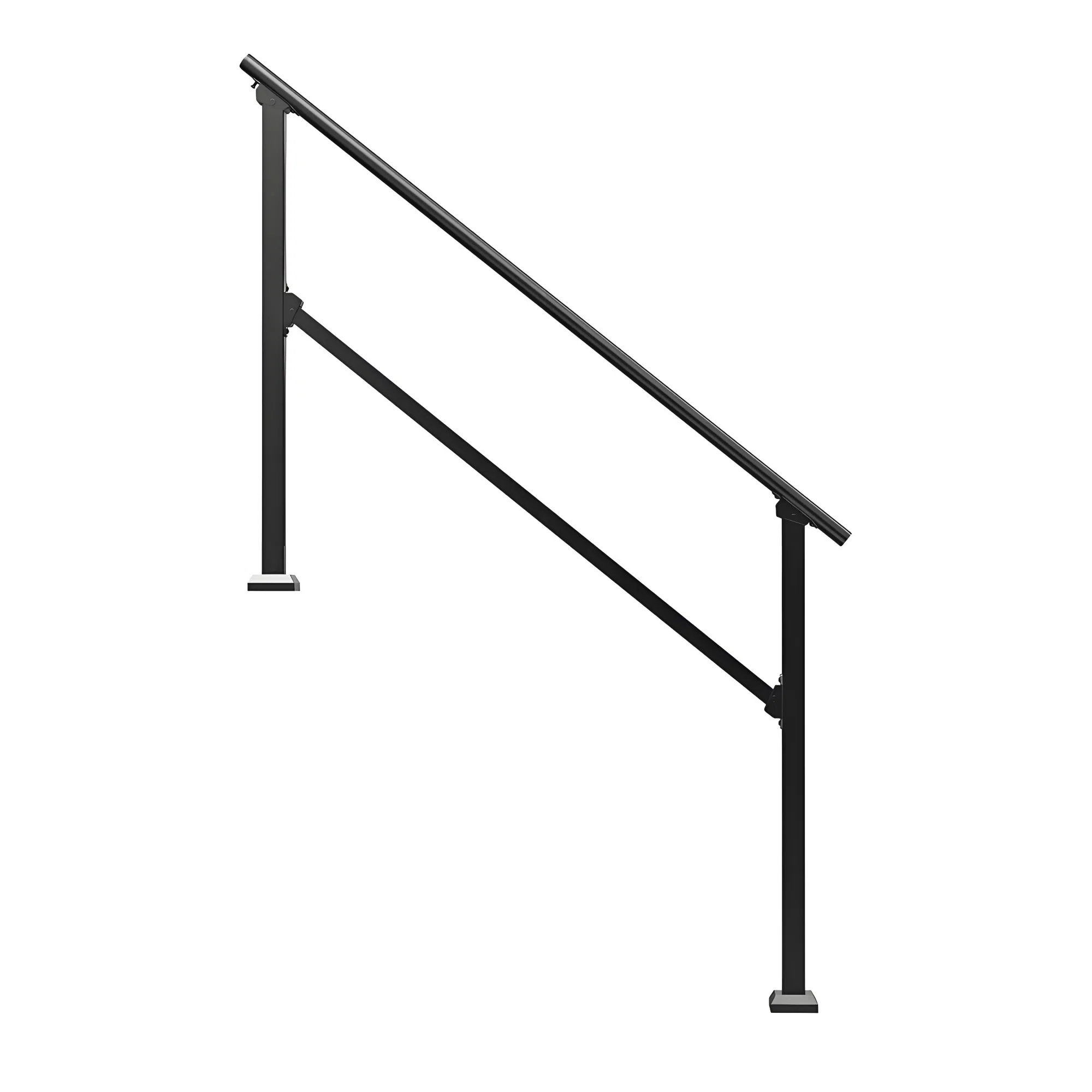 4-5 Step Stair Handrail Kit for Outdoor Steps, Black Square Tube Design photo 4
