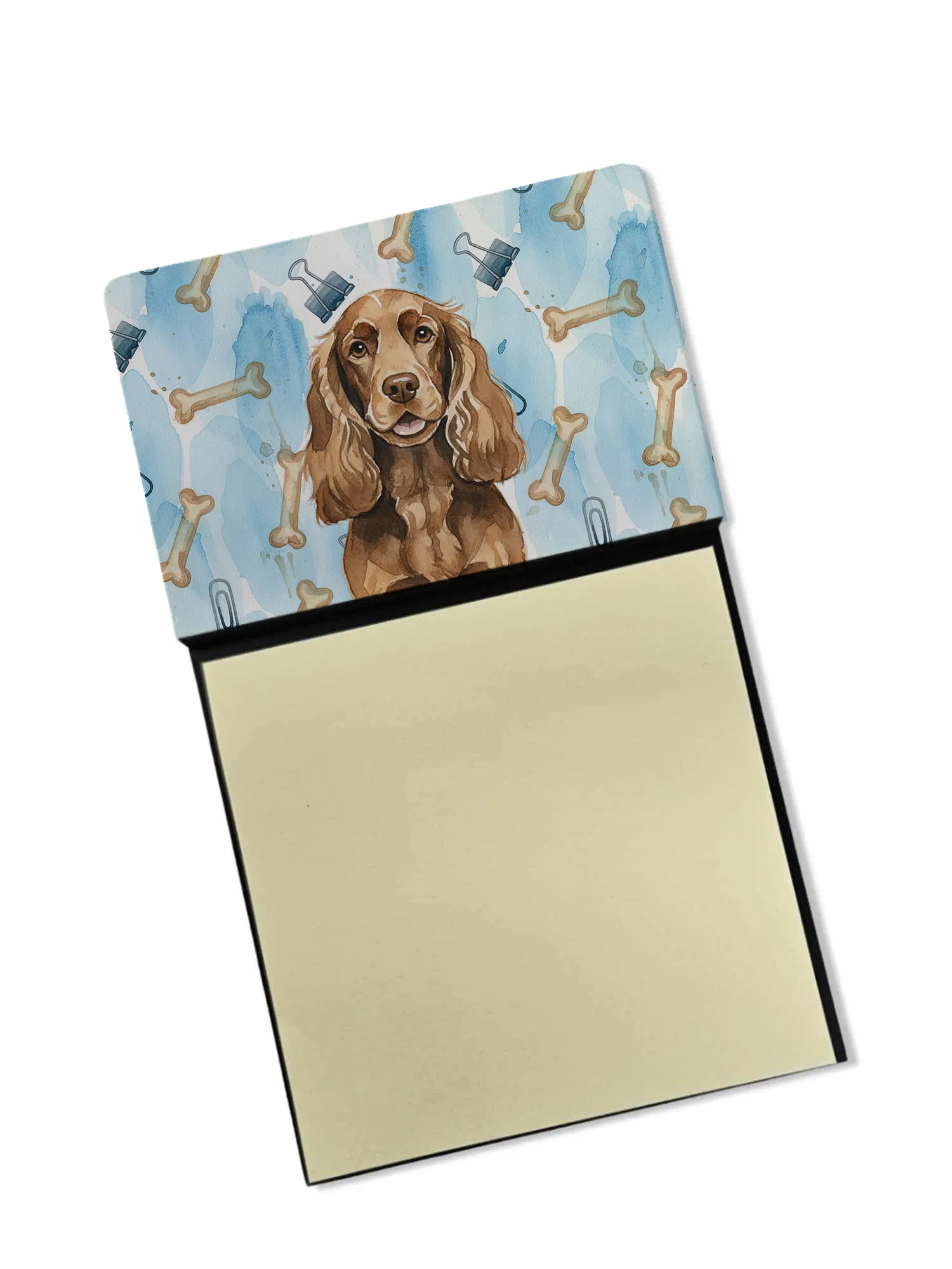 Liver English Cocker Spaniel Coworker Watercolor Sticky Note Holder Refillable Dispenser Desk Accessory 3x3 Pad Gift photo 1