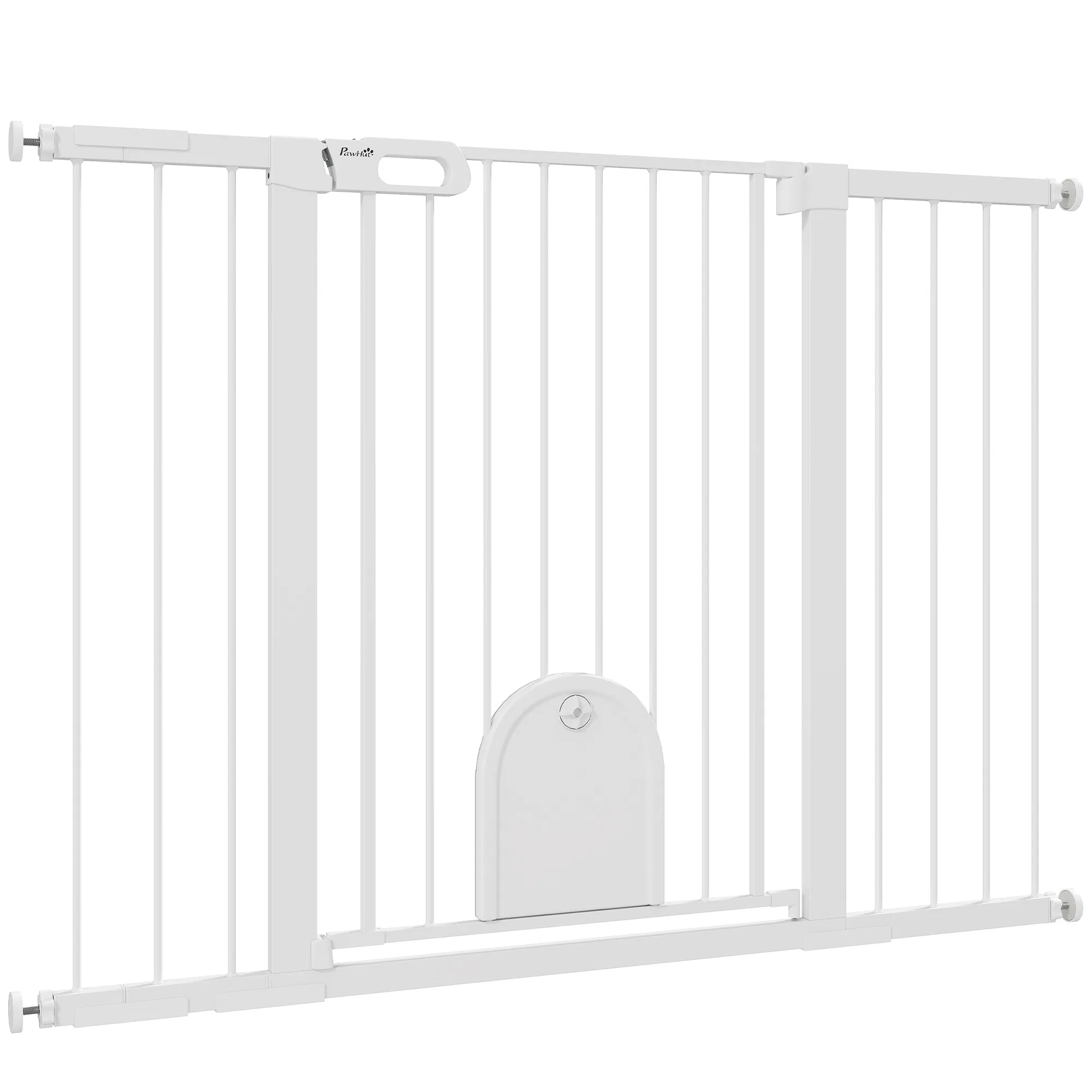 30"-52" Extra Wide Pet Gate Barrier with Small Door, 35"H Dog Gate with Safety Gate Barrier, Stair Pressure Fit, Black photo 1