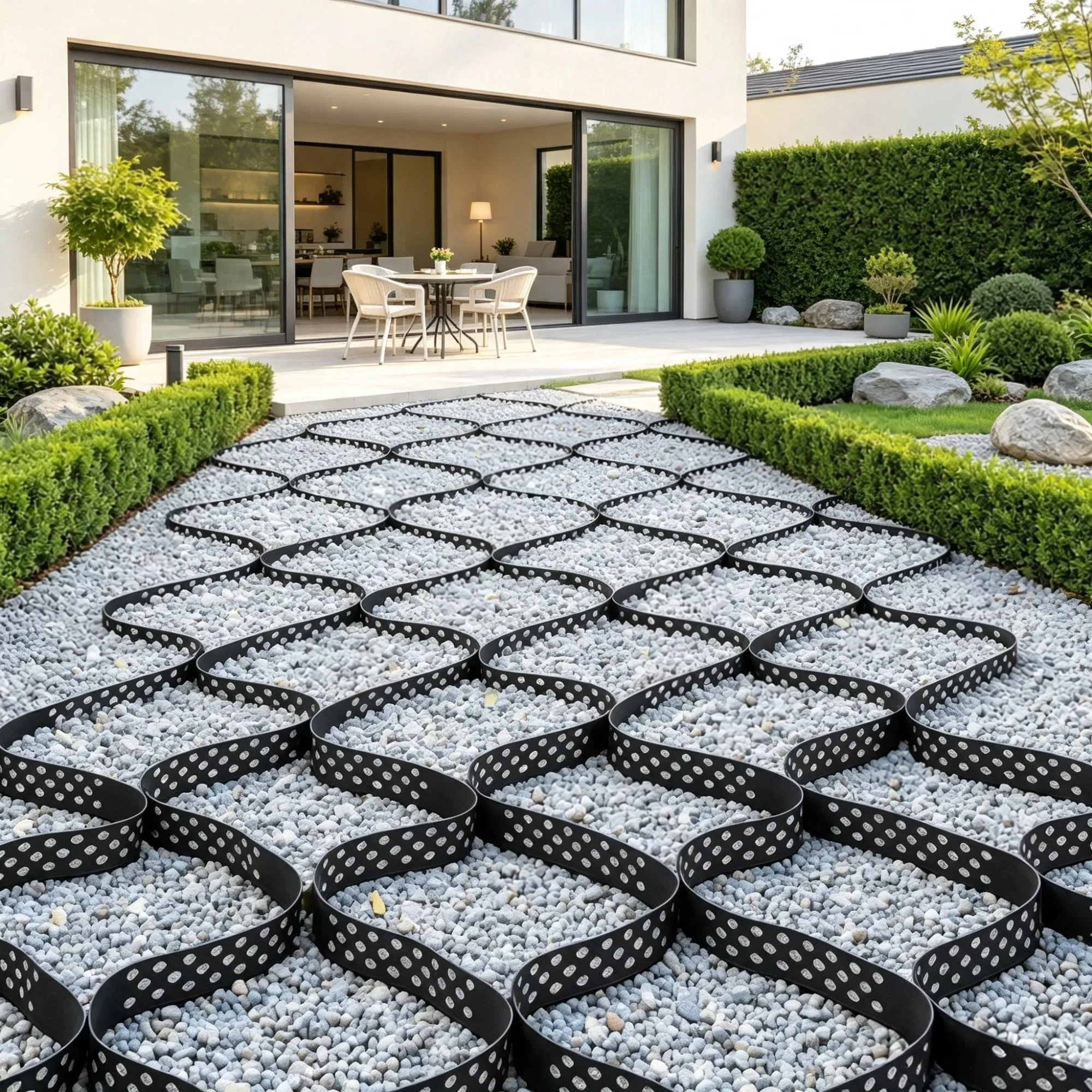 17.06 x 8.86 FT Gravel Grid, Permeable Geo Grid Driveway Stabilizer for Garden, Patio & RV Parking photo 1