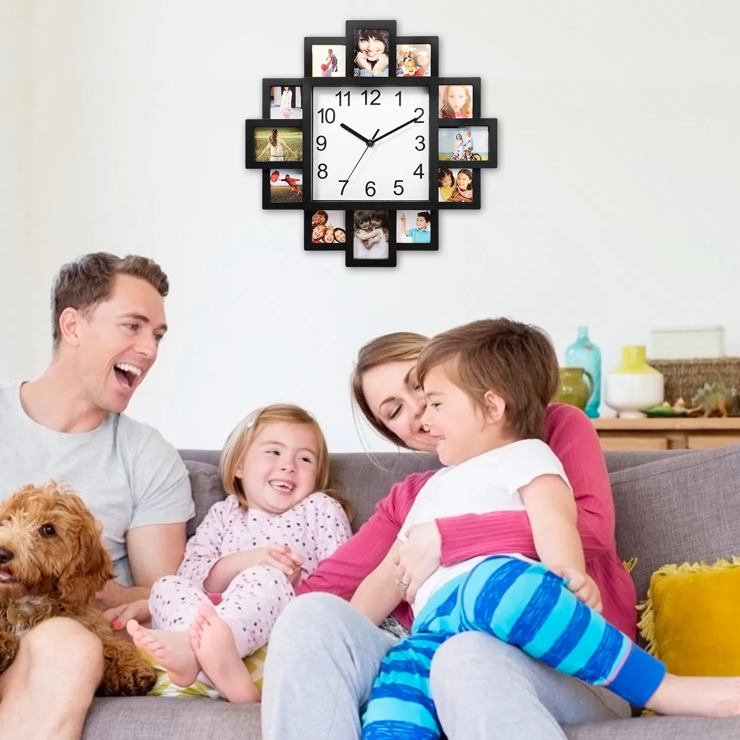 Photo Frame Clock Picture Collage 12-Picture Display Wall Clock Photowall Wall Hanging Home Decor photo 7