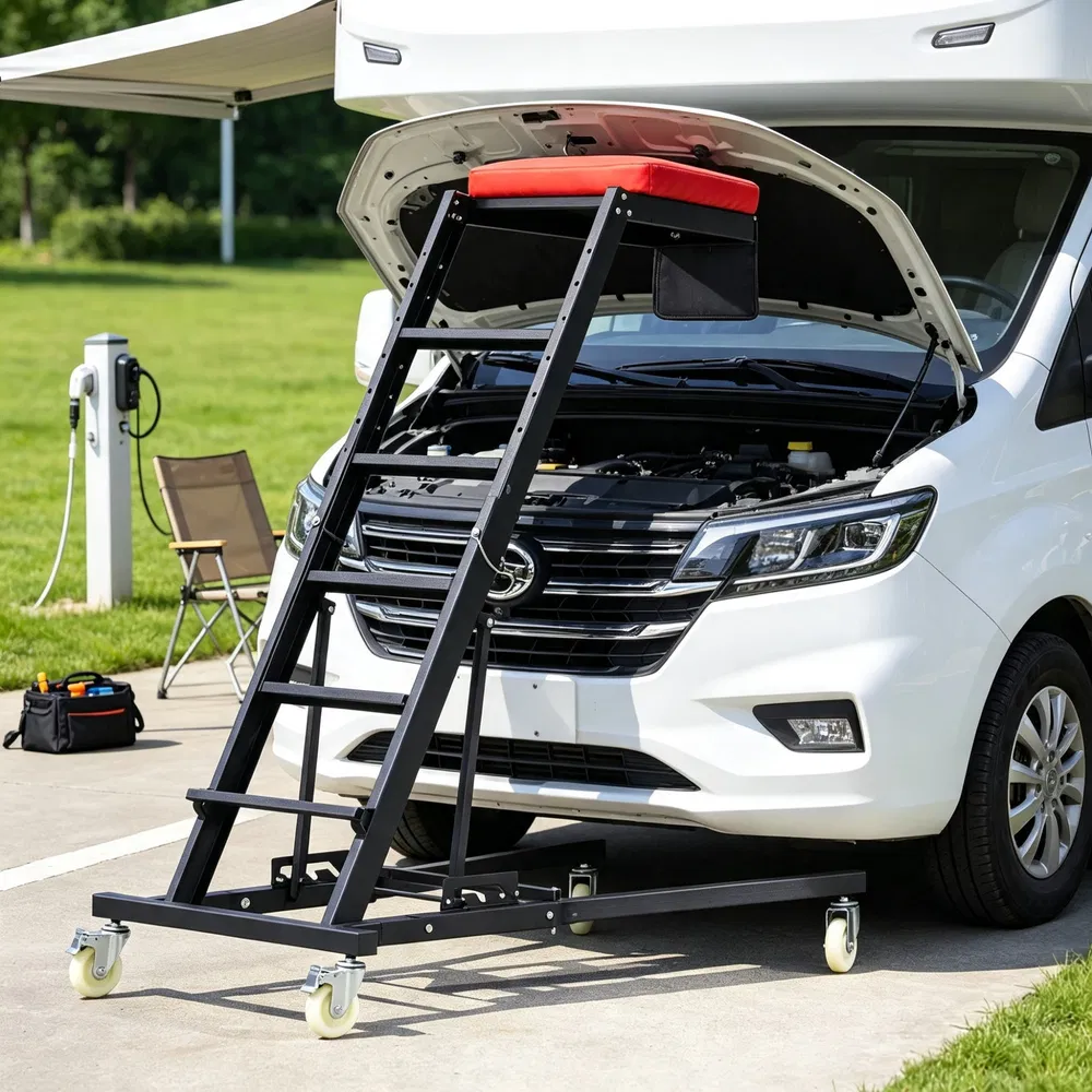 Automotive Topside Creeper (42.5"-64.8"), 400 LBS High Top Engine Creeper with Padded Deck & 4 Swivel Wheels photo 7