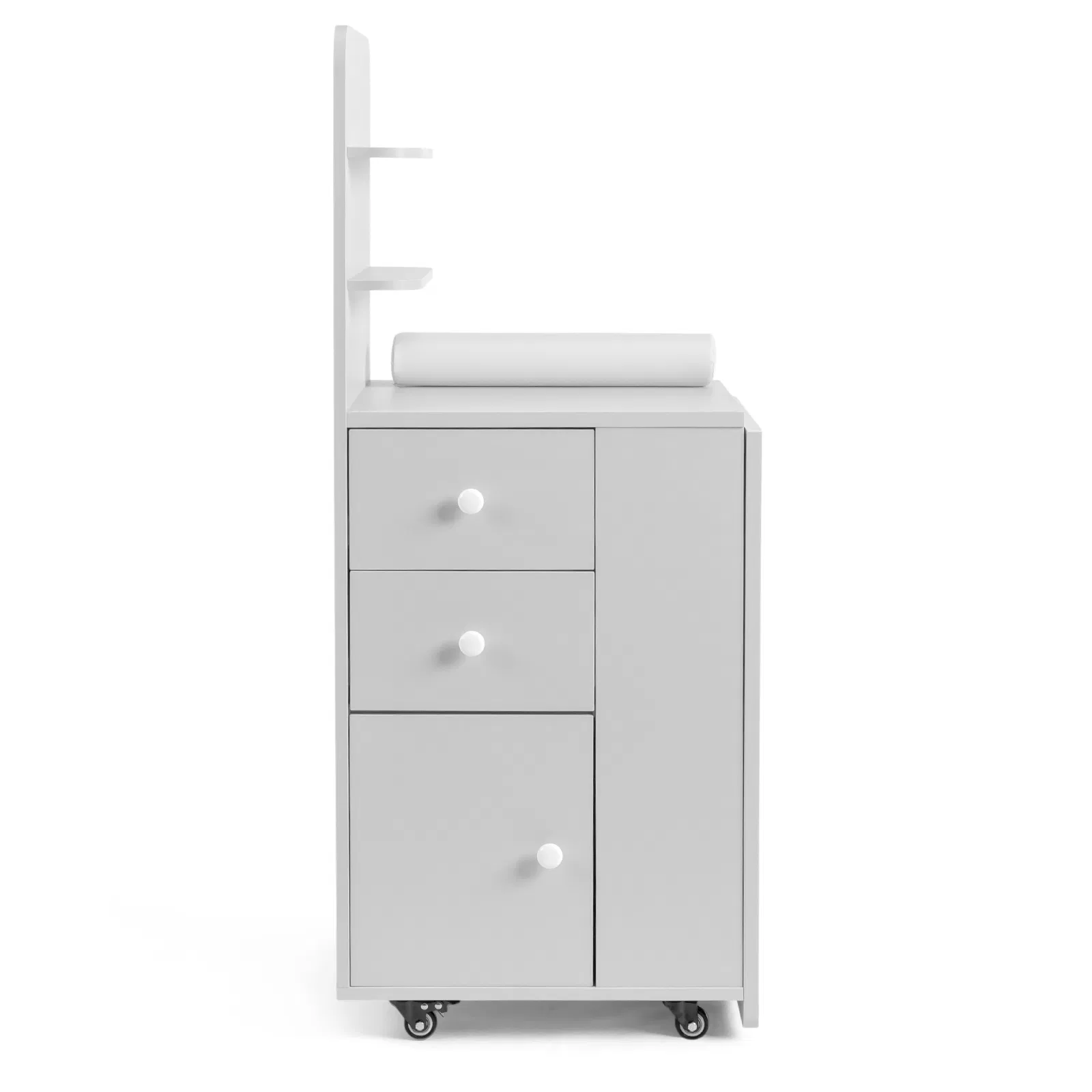 White MDF Folding Nail Desk with 2 Drawers, Cabinet Door & Storage Shelf photo 2
