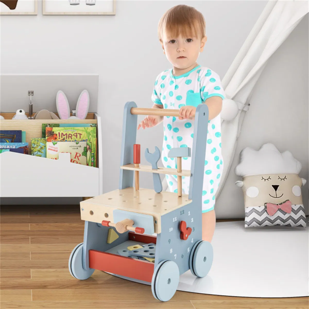 Wooden Baby Walker with Multi-Activity Center photo 7