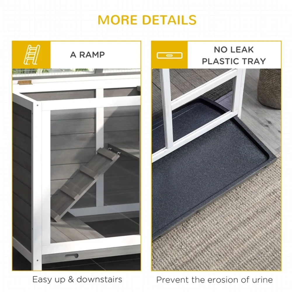 Pet cage /Wood Rabbit Hutch-Gray ( Amazon Shipping)(Prohibited by WalMart) photo 2