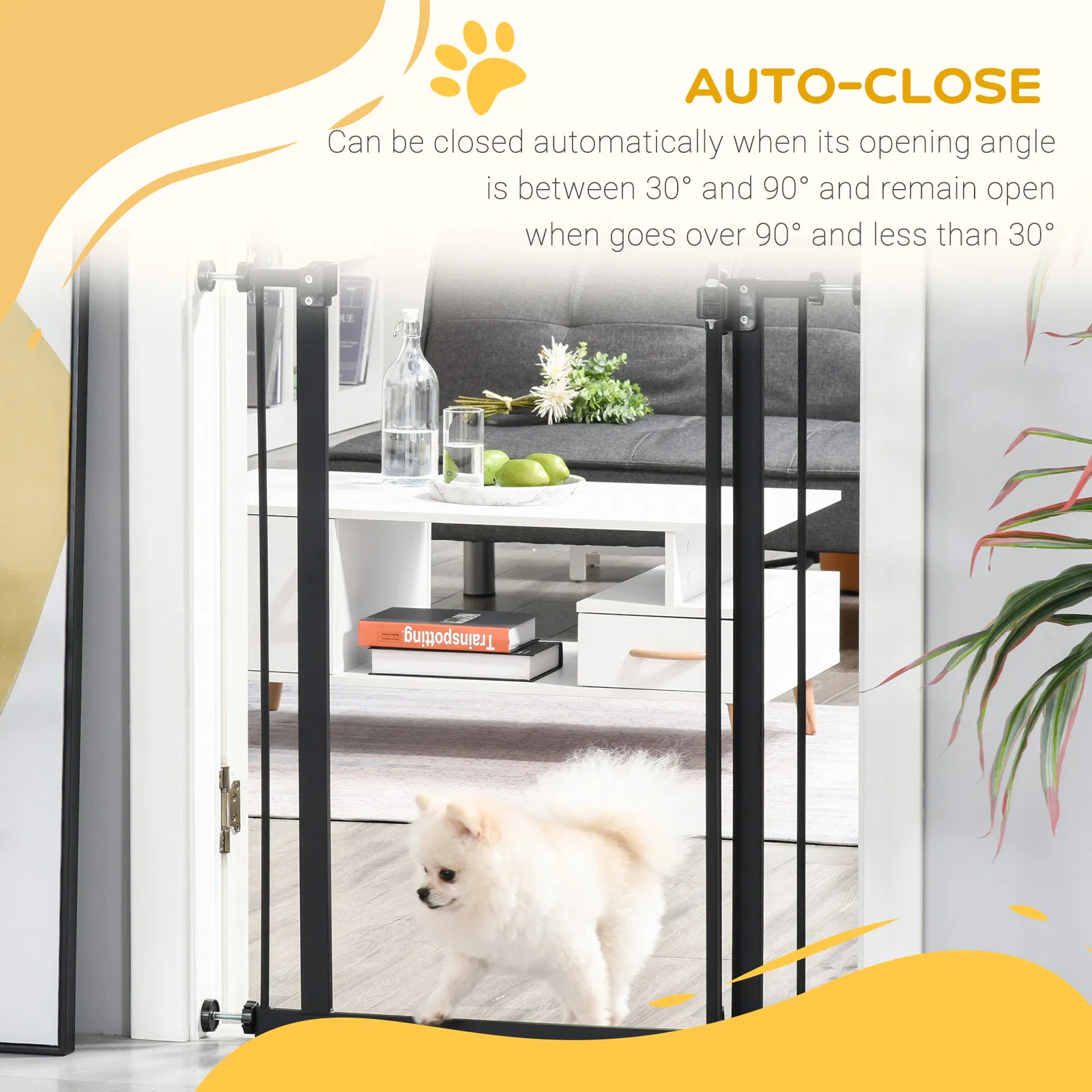 Extra Tall Dog Gate with Door, Pressure Fit, Auto Close, Double Locking for Doorways Hallways Stairs, 29"-32", Black photo 4