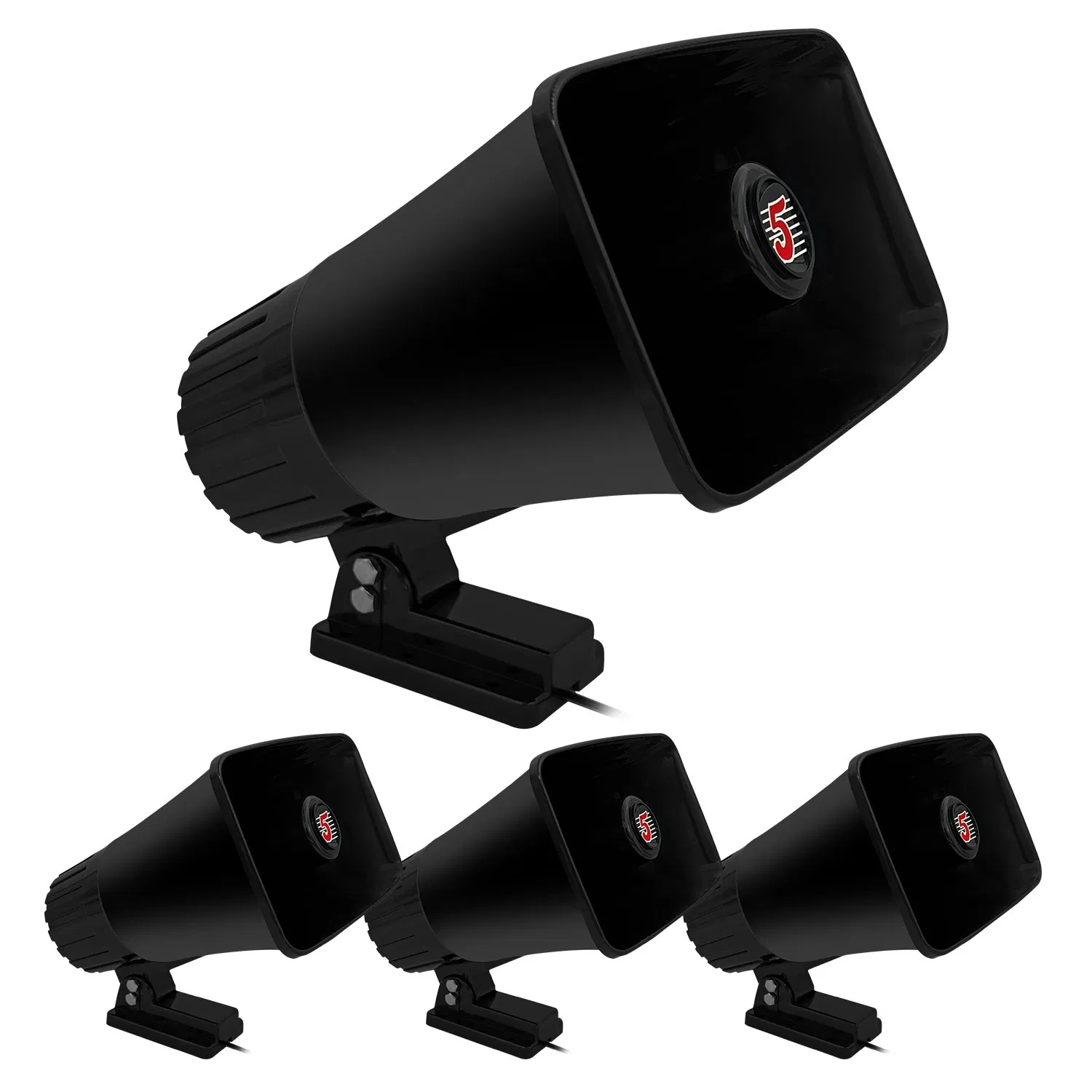 5 Core PA Horn 250W Loud Speaker 4 Pcs 8 Inch Bull Horn Loud Audio 8Ohm All Weather Indoor Outdoor Use photo 1