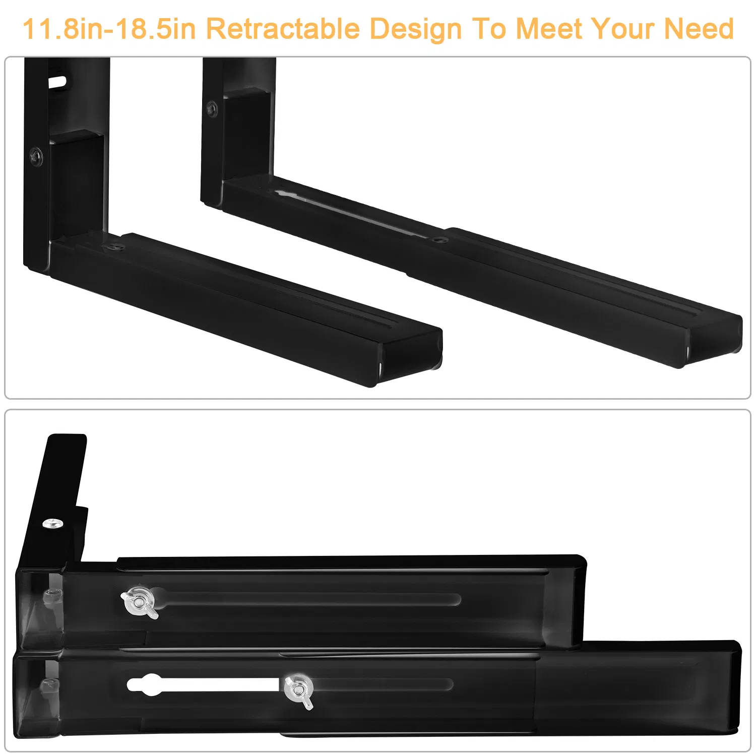 Multi-Functional L-Shape Wall Mount Bracket, Adjustable Retractable Microwave Shelf, Heavy-Duty Anti-Rust Steel Storage Rack for Indoor & Outdoor Use photo 8