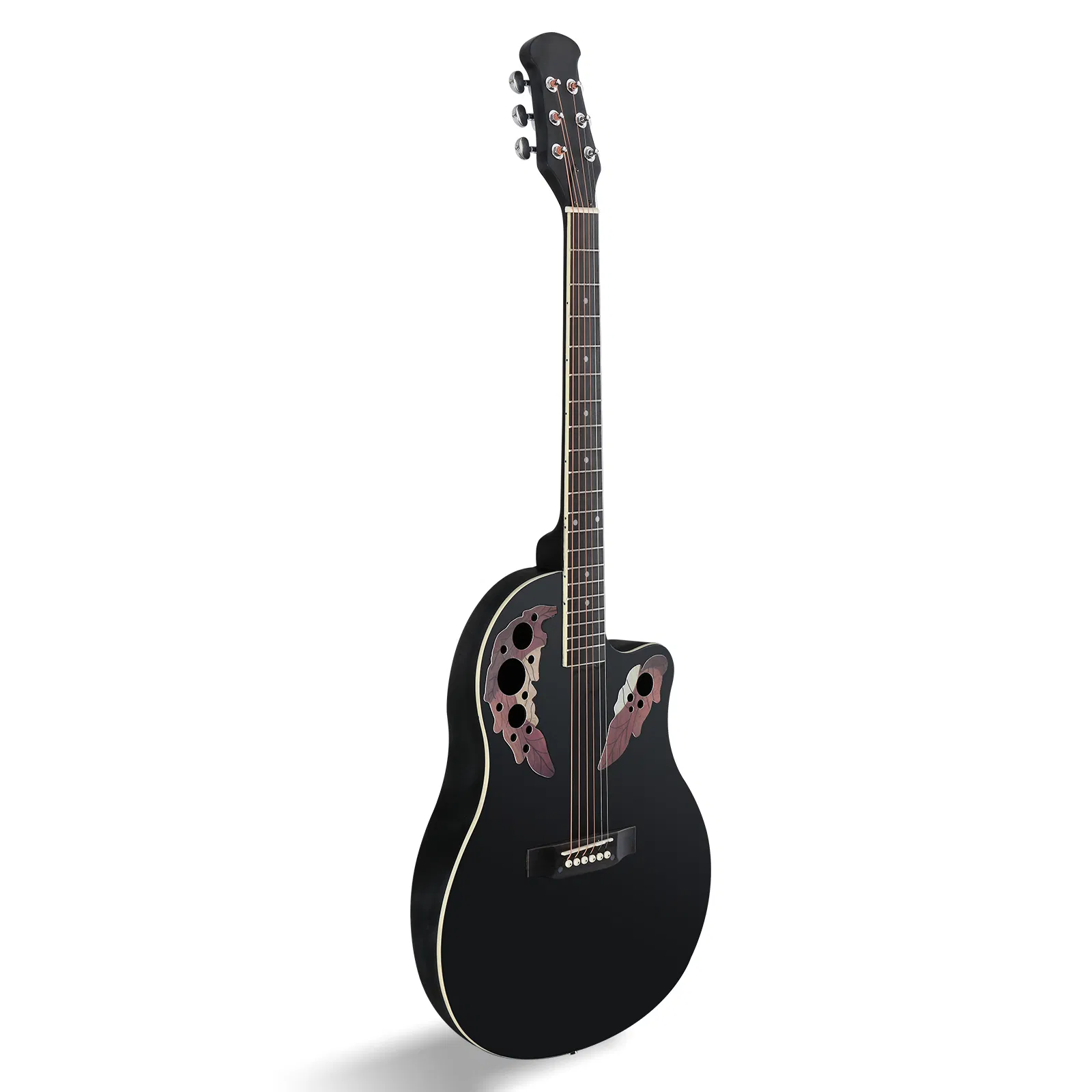 41 inch Cutawary Round Back Acoustic Guitar Spruce Top Grape Hole Black photo 1