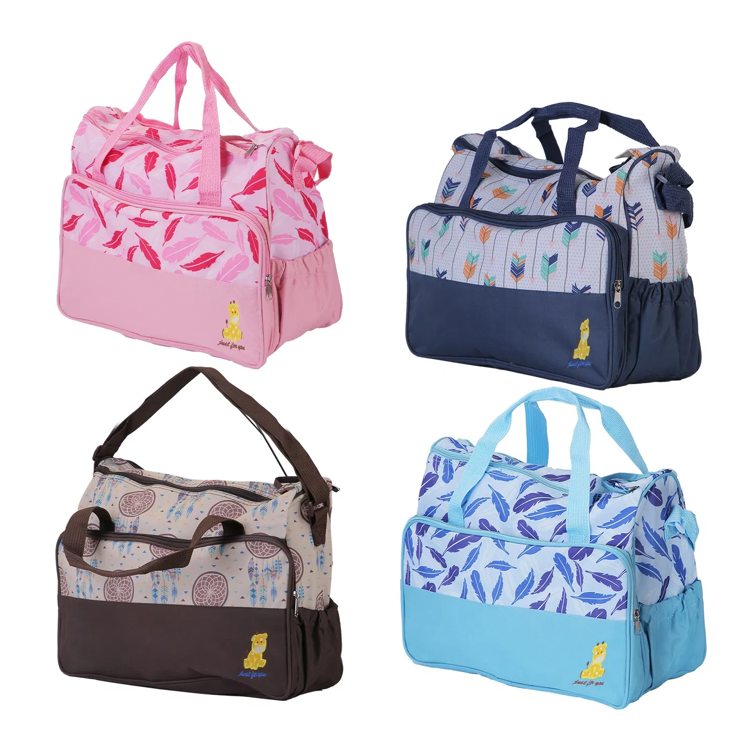 5Pcs Baby Nappy Diaper Bags Set Mummy Diaper Handbags with Diaper Pad Food Bag Bottle Bag Travel Tote Bags For Mom Dad photo 5