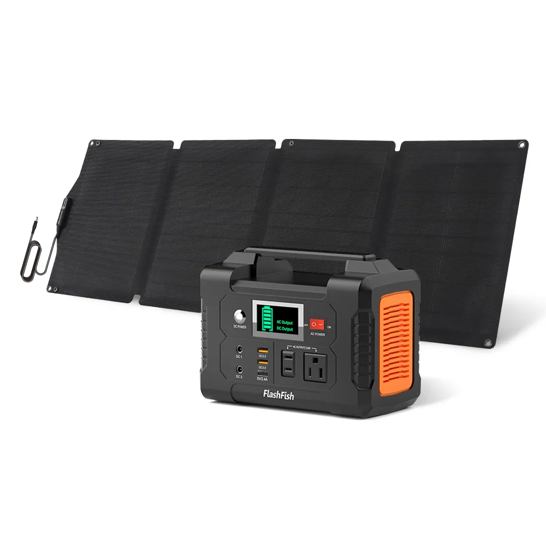 200W Portable Power Station&60W Solar Panel;  FlashFish 151Wh Solar Generator with 60W 18V ETFE Portable Solar Panel;  Flashfish Foldable Solar Charger photo 1