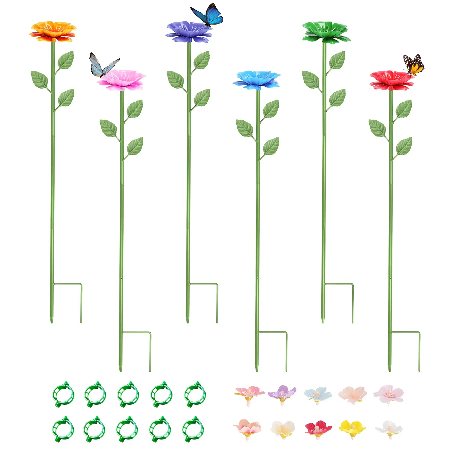 6Pack Metal Bee Watering Stations, Anti-Drowning Bee Butterfly Feeders Pollinator Stakes with Artificial Flowers for Outdoor Garden Courtyard Decor photo 4