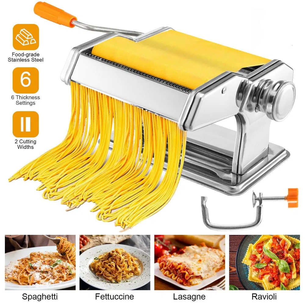 Pasta Maker Roller Machine Fettuccine Noodle Maker 9 Thickness Settings Stainless Steel photo 2