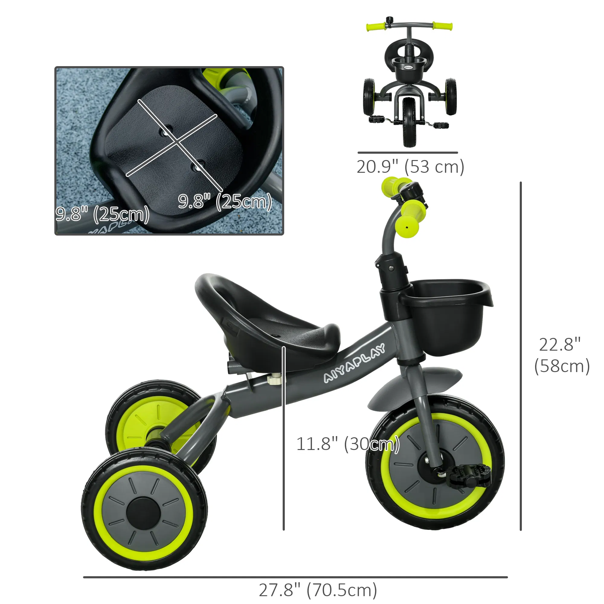 Tricycle for Toddler 2-5 Year Old Girls and Boys, Toddler Bike with Adjustable Seat, Basket, Bell, Black photo 3