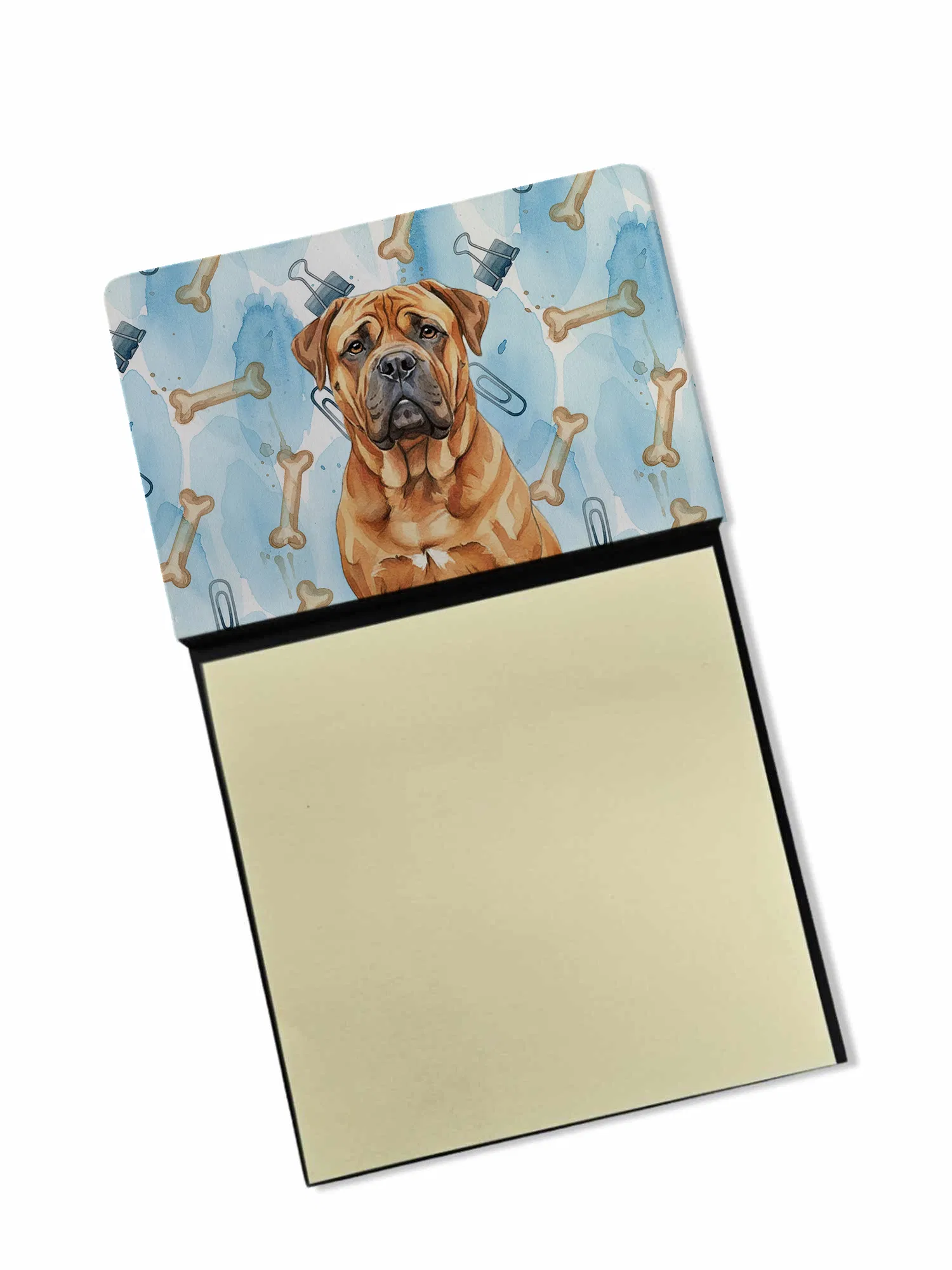Red Bullmastiff Coworker Watercolor Sticky Note Holder Refillable Dispenser Desk Accessory 3x3 Pad Gift photo 1