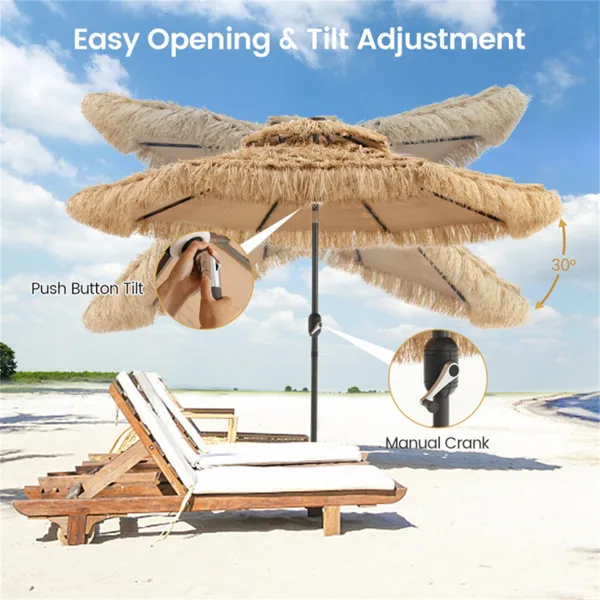 9 Foot Portable Beach Umbrella with Led Lights. photo 5