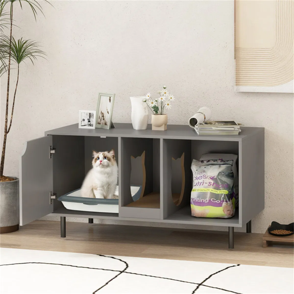 Gray Cat Litter Box Enclosure photo 4