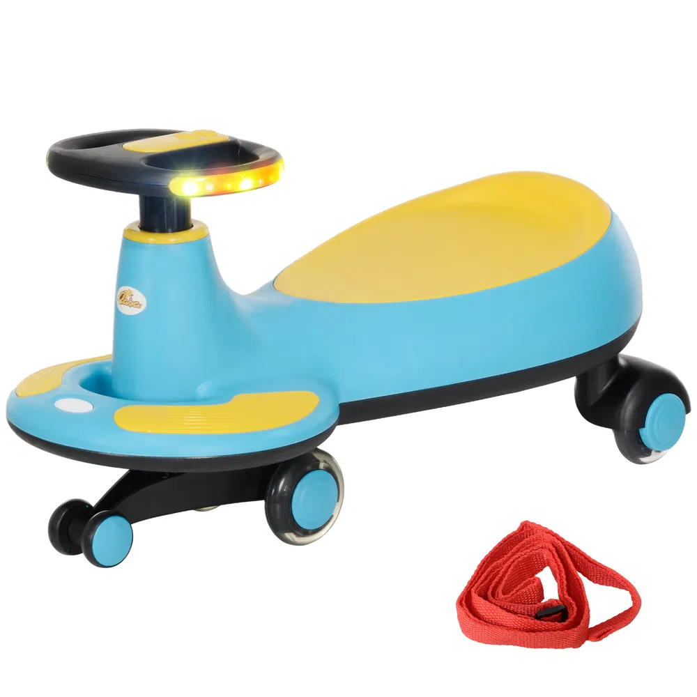 Kids Wiggle Car w/ Parent Traction Rope, Music, Light, Blue photo 7