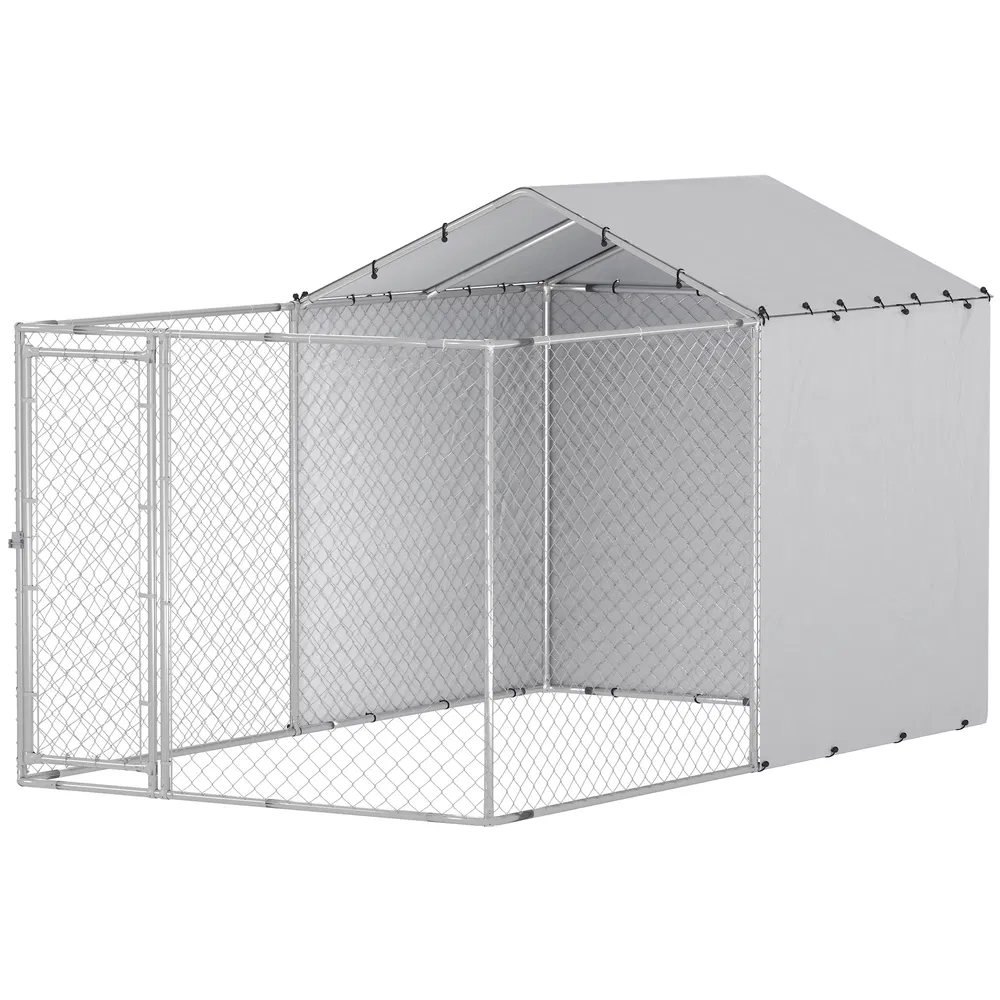 Galvanized Steel Dog Kennel Outdoor with Waterproof & UV-Resistant Cover for Large Dogs, 13.1' x 7.5' x 7.5' photo 7
