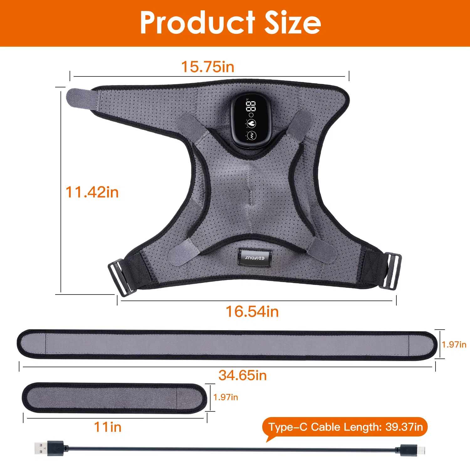 45-75 Heated Shoulder Massager  Pain Relief Shoulder Massager With 3 Heating Levels 3 Vibration Modes USB Rechargeable Auto-Off Universal Fit Gift For Parents Friends photo 5