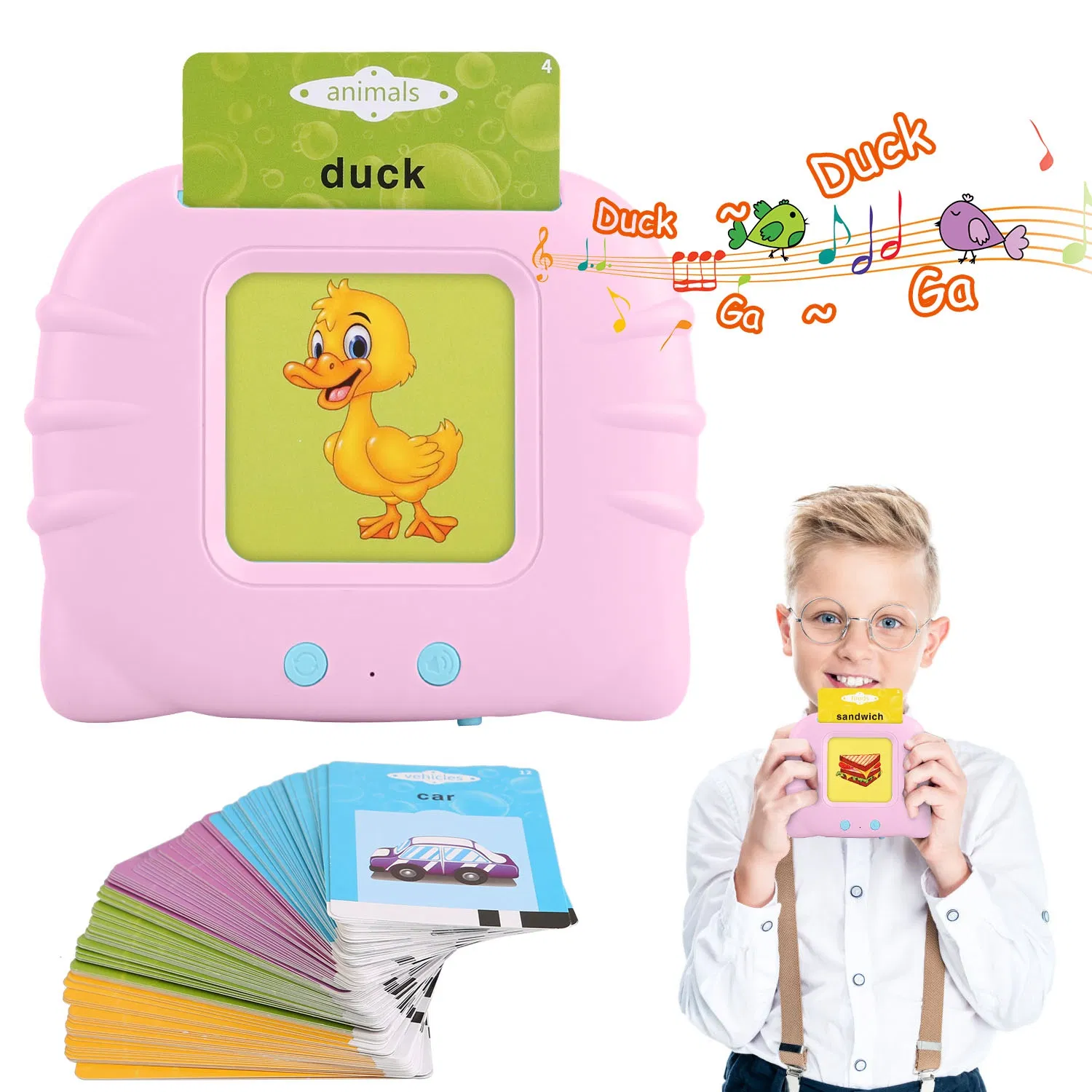224 Words Kid Flash Talking Cards 112 Card Electronic Cognitive Audio Toddler Reading Machine Animal Shape Color Repeated Learning Cards English For Child 1-5 Years Old photo 3