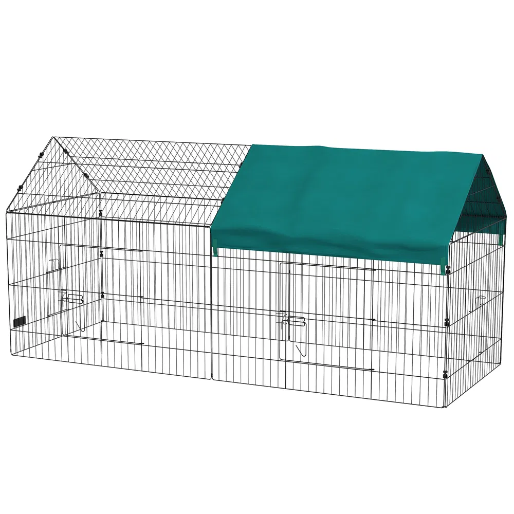 87" Small Animal Cage with Roof, Indoor/Outdoor Use, for Chicken, Rabbits, Chinchillas, Green photo 7