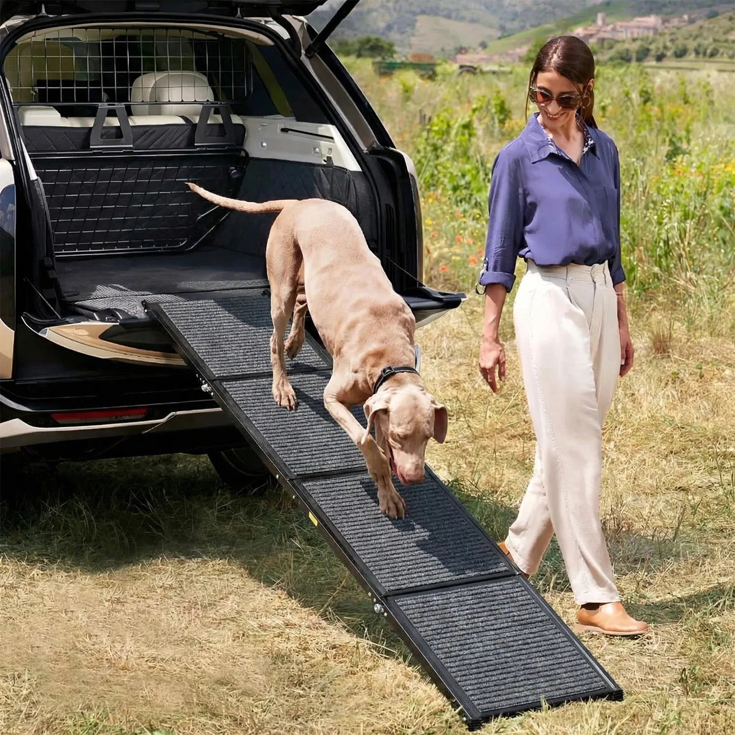 71" Long & 19" Wide Folding Dog Ramp for Car, SUV & Truck – Portable Pet Ramp with Non-Slip Surface, Extra Wide Steps photo 2