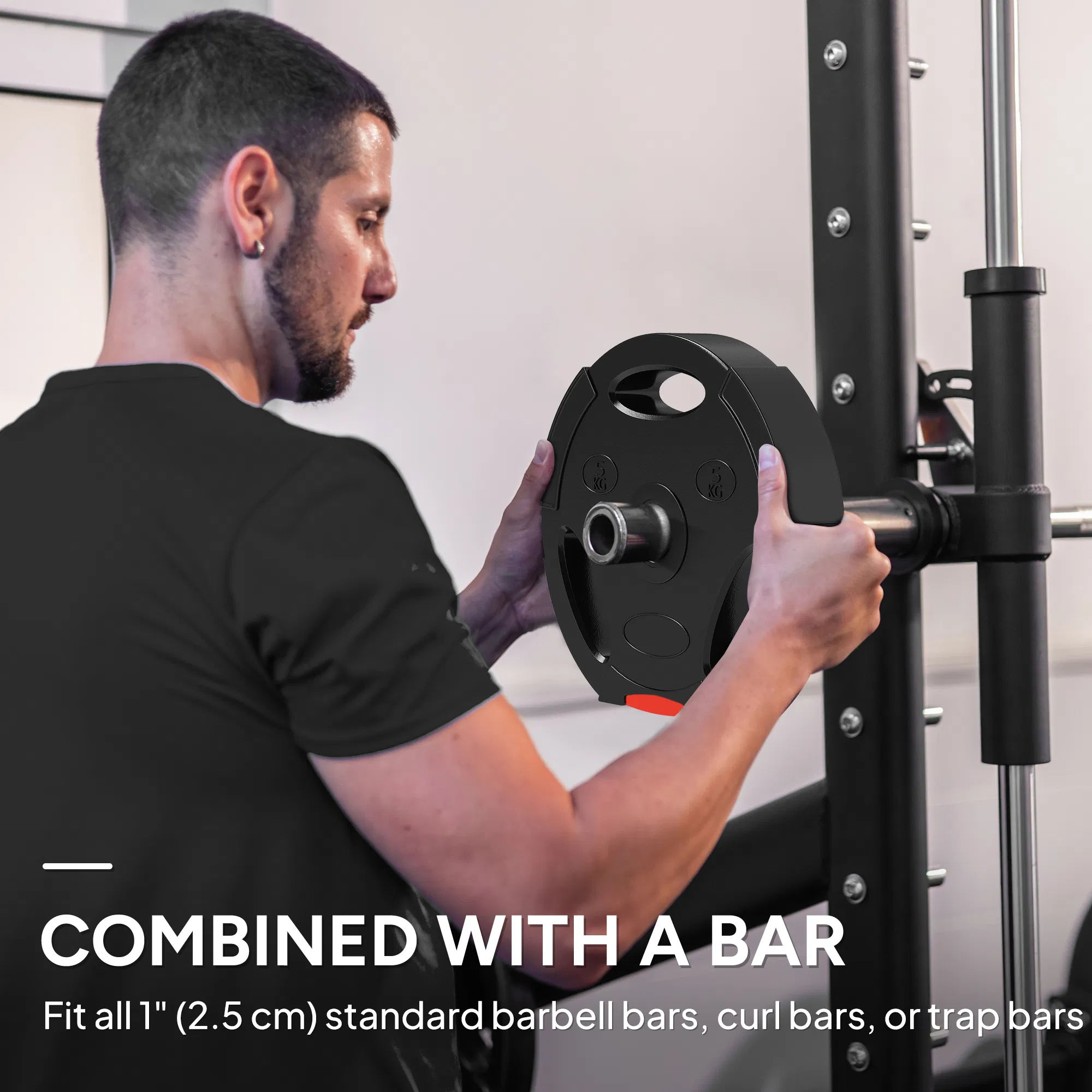 1-Inch Weight Plates, Barbell Weights Set for Weightlifting and Strength Training, 2 x 11lbs + 2 x 5.5lbs photo 2