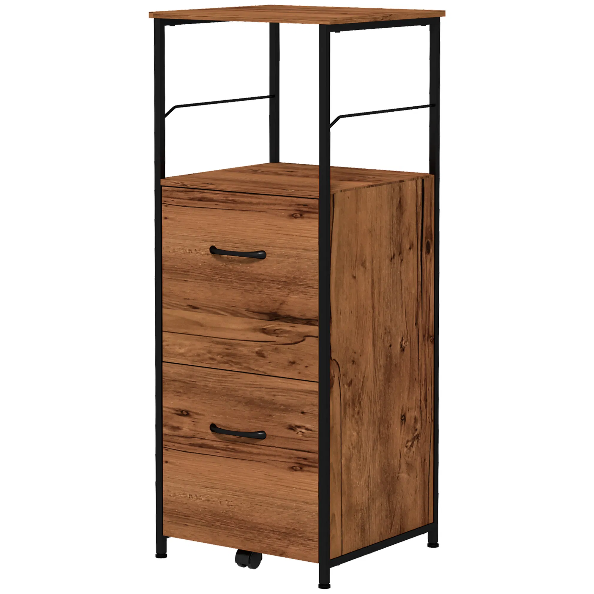 Vertical Filing Cabinet, Tall File Cabinet with 2 Drawers, Hanging Bars for Letter and A4 Size, Rustic Brown photo 1