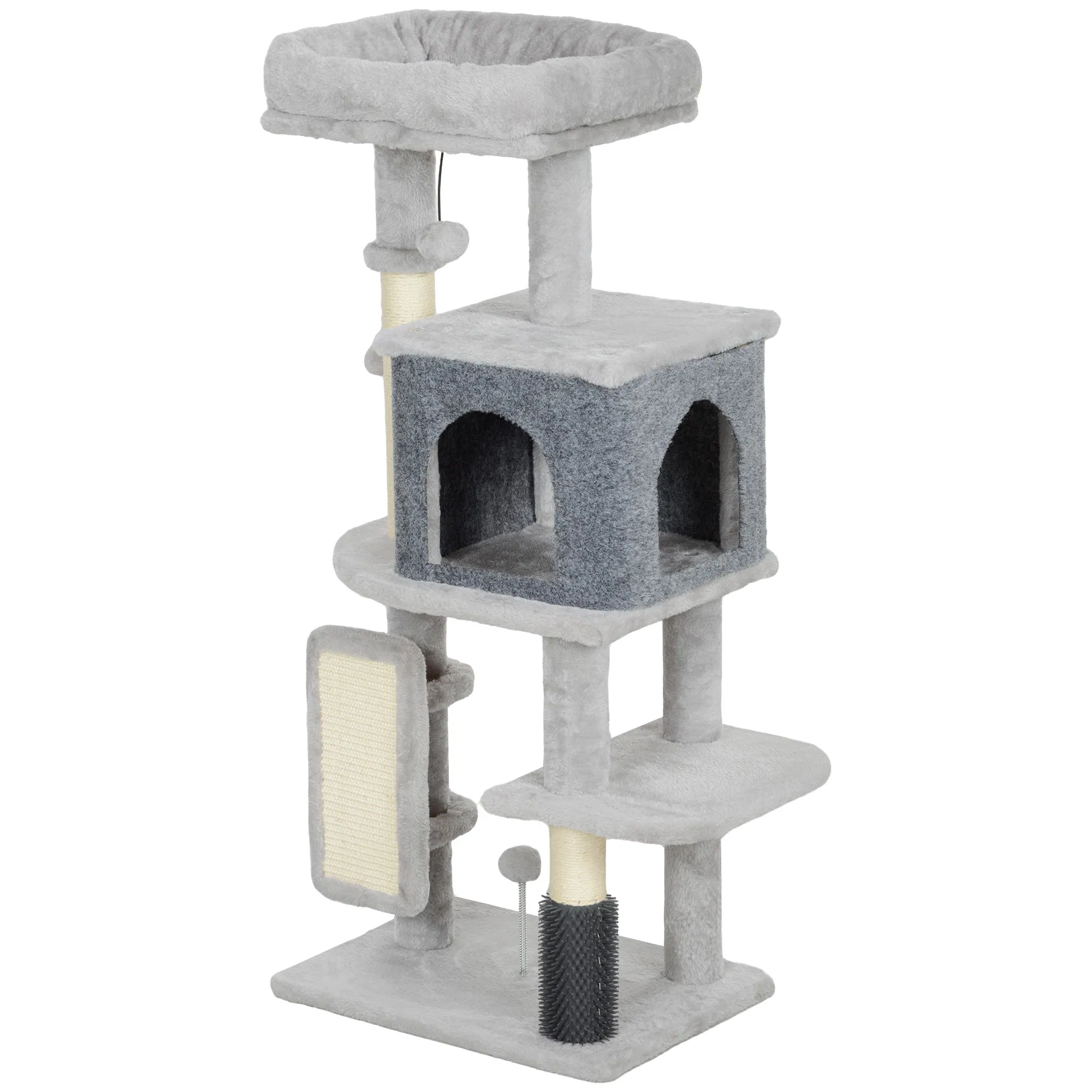 41 Inch Cat Tree with Scratching Posts, Cat Bed, Condo, Grooming Brush, Jumping Platforms, Toy Balls, Anti-tip Kit photo 1