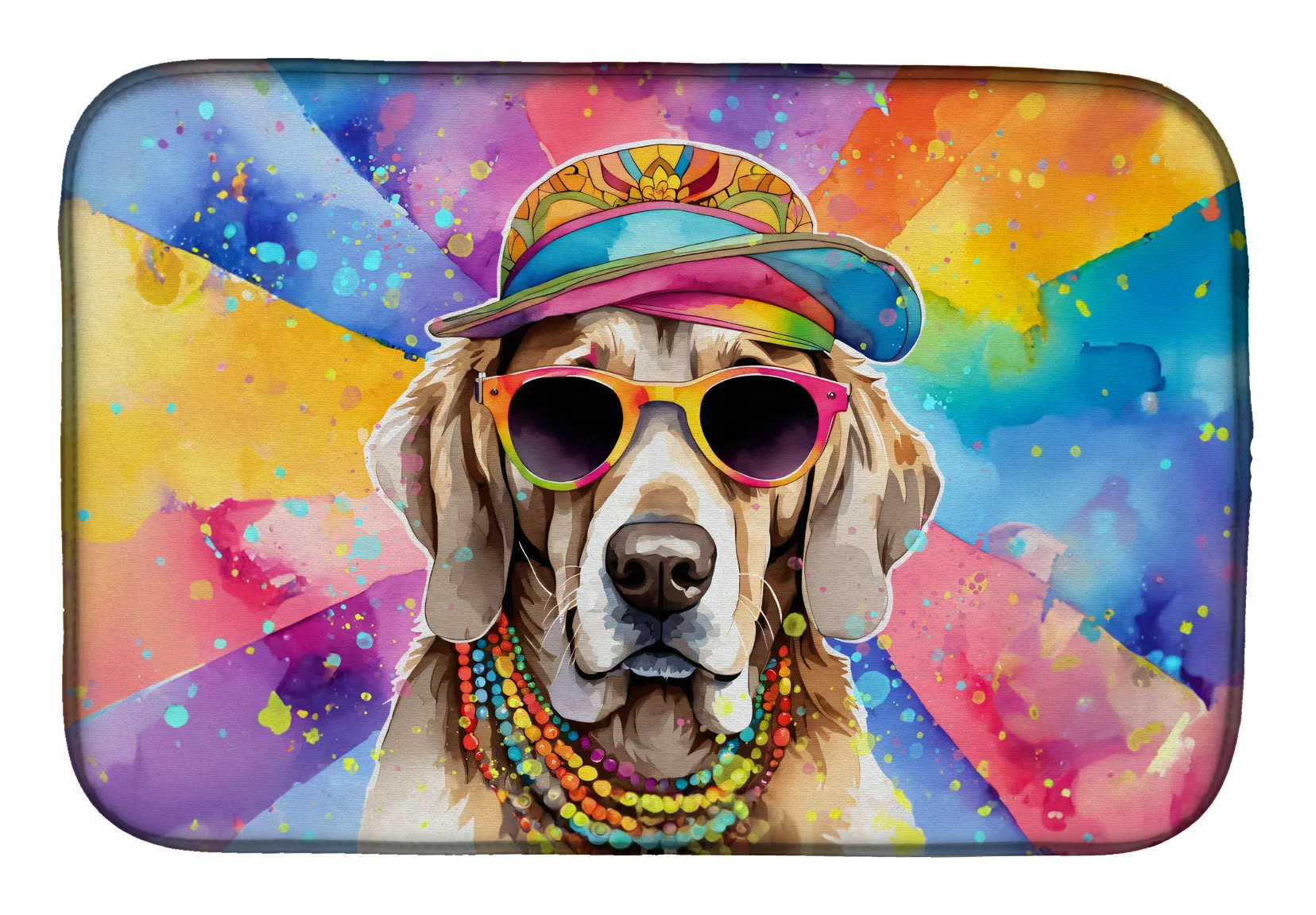 Weimaraner Hippie Dawg Dish Drying Mat Absorbent Dish Drying Mat Pad for Kitchen Counter Dish Drainer Mat for Countertop, 14 x 21", Multicolor photo 1
