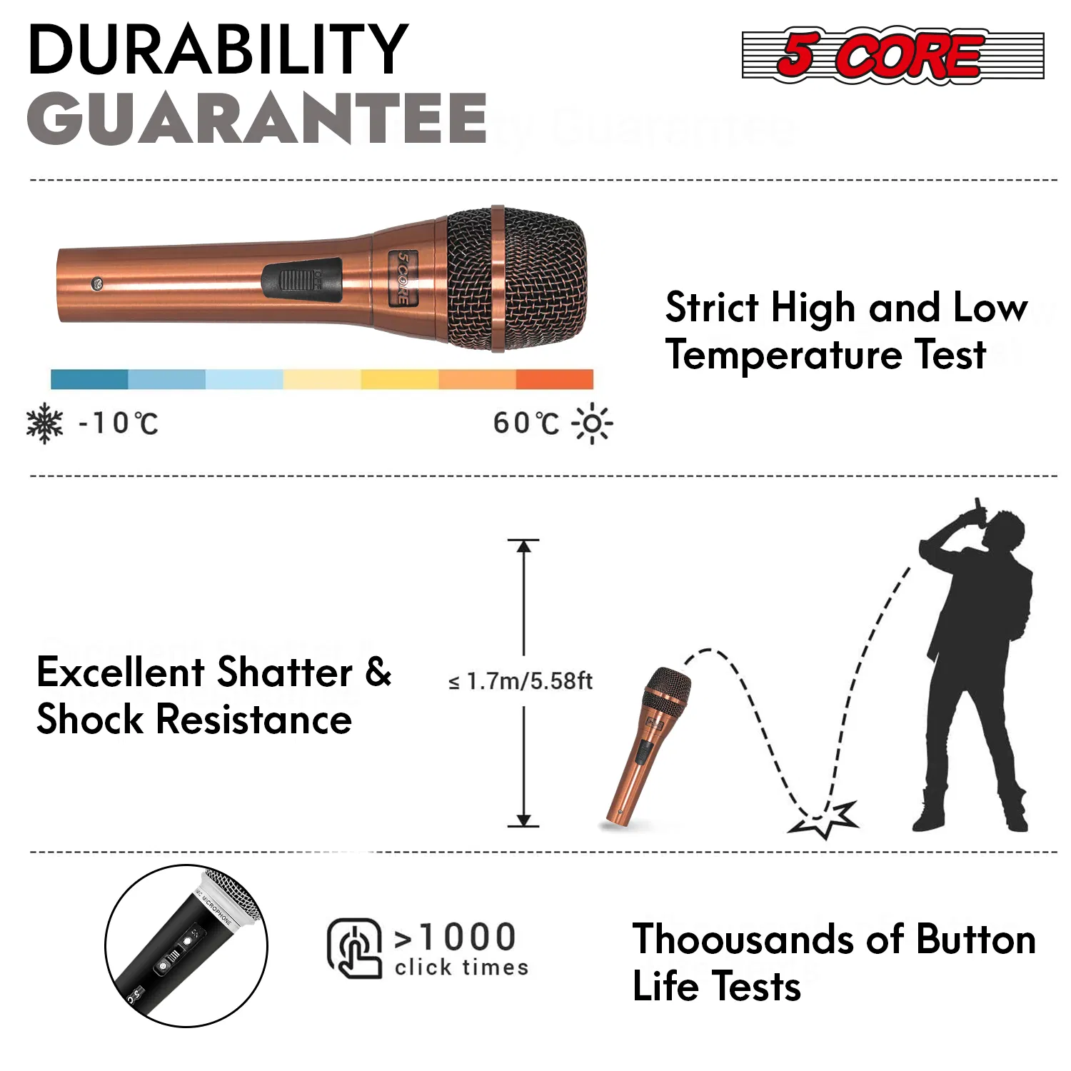 5Core Couple Karaoke Microphone Pair Handheld Dynamic XLR Mic for Him & Her Clear Sound Stylish Look photo 6