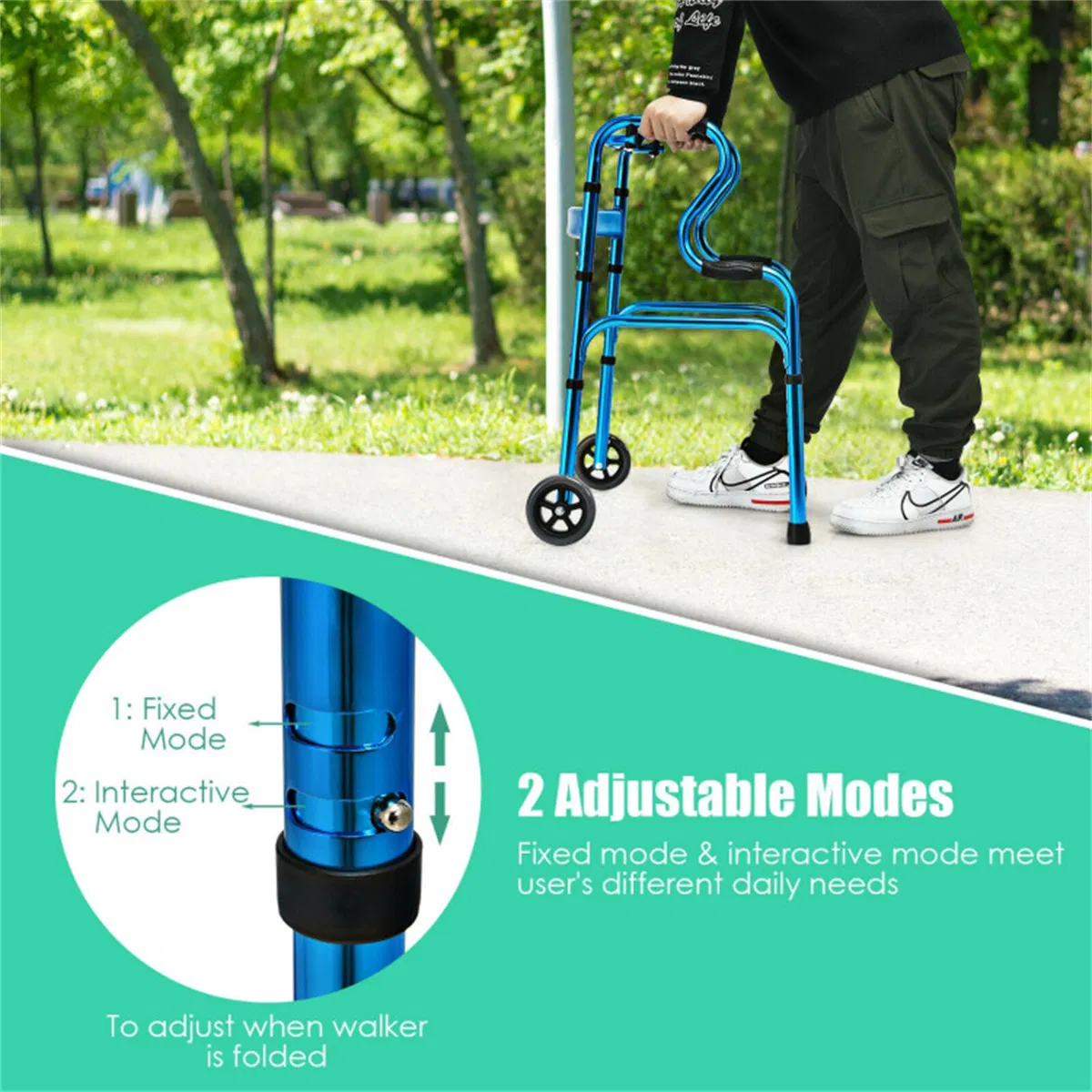 Blue walking aid foldable photo 8