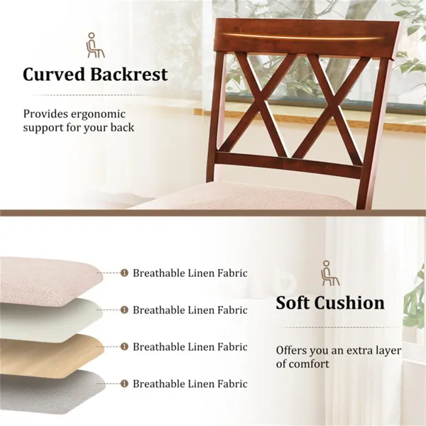 2-Pack 29" Swivel Bar Stools - Solid Rubber Wood Frame, Ergonomic Curved Backrest photo 8