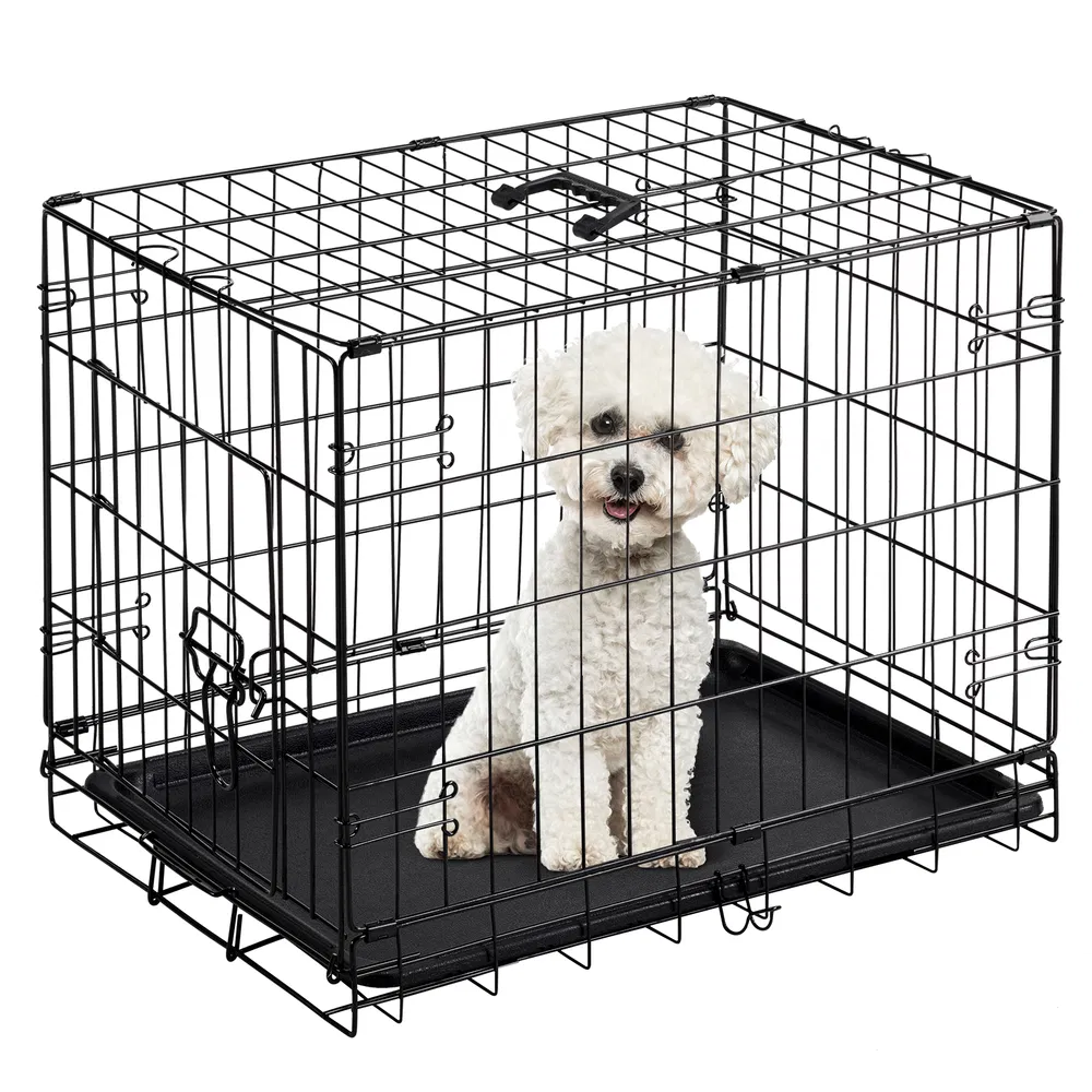 24 inch Single door Dog Cage - durable metal pet kennel, secure lock, collapsible design, removable tray for easy cleaning, portable puppy cage photo 7