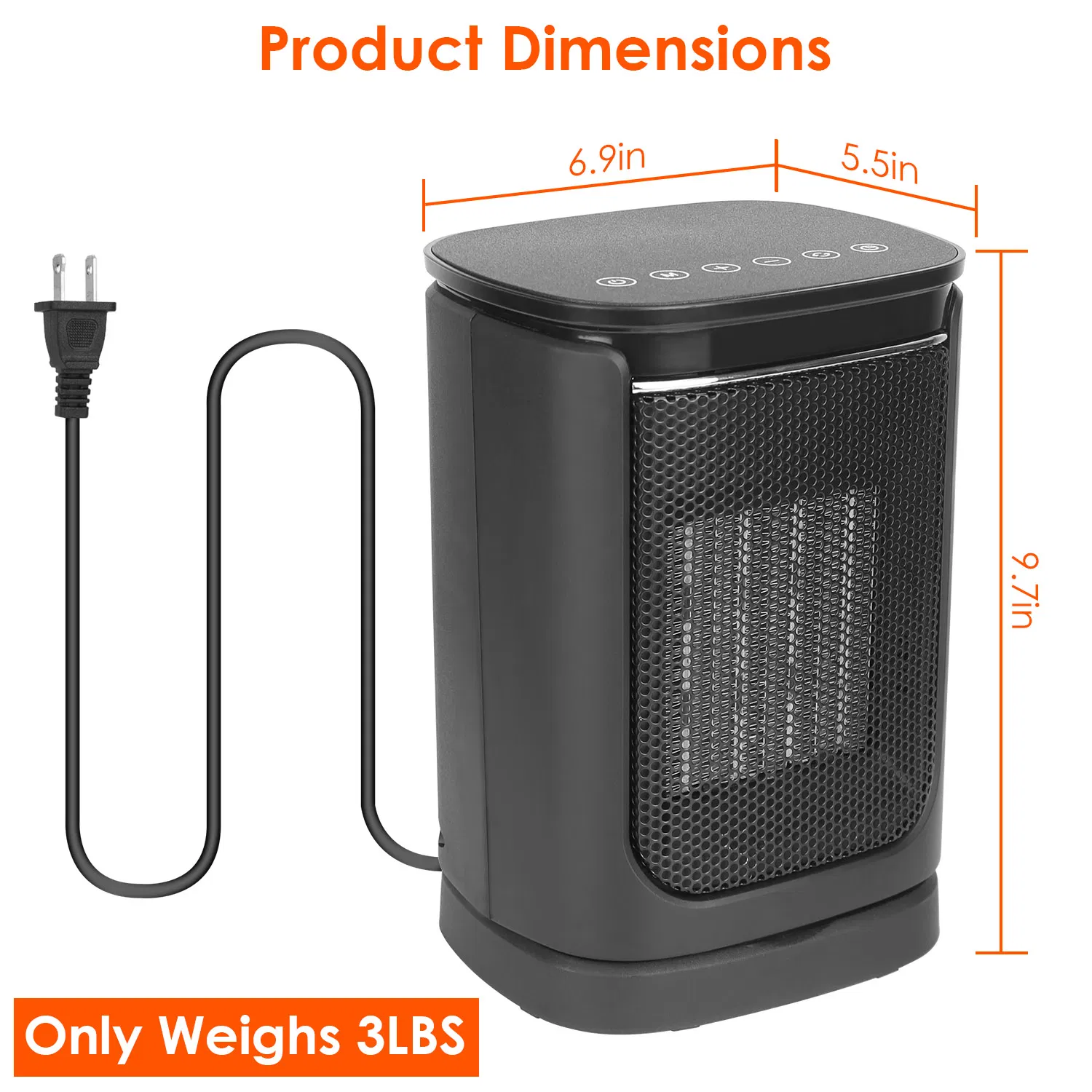 1500W Oscillating Ceramic Space Heater, Portable Electric Heater with Digital Display,Remote Control,3 Heat Modes,Safety Shut-Off for Indoor Use photo 2