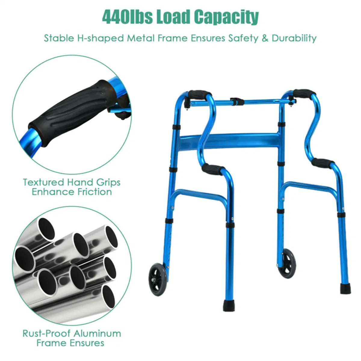 Blue walking aid foldable photo 4