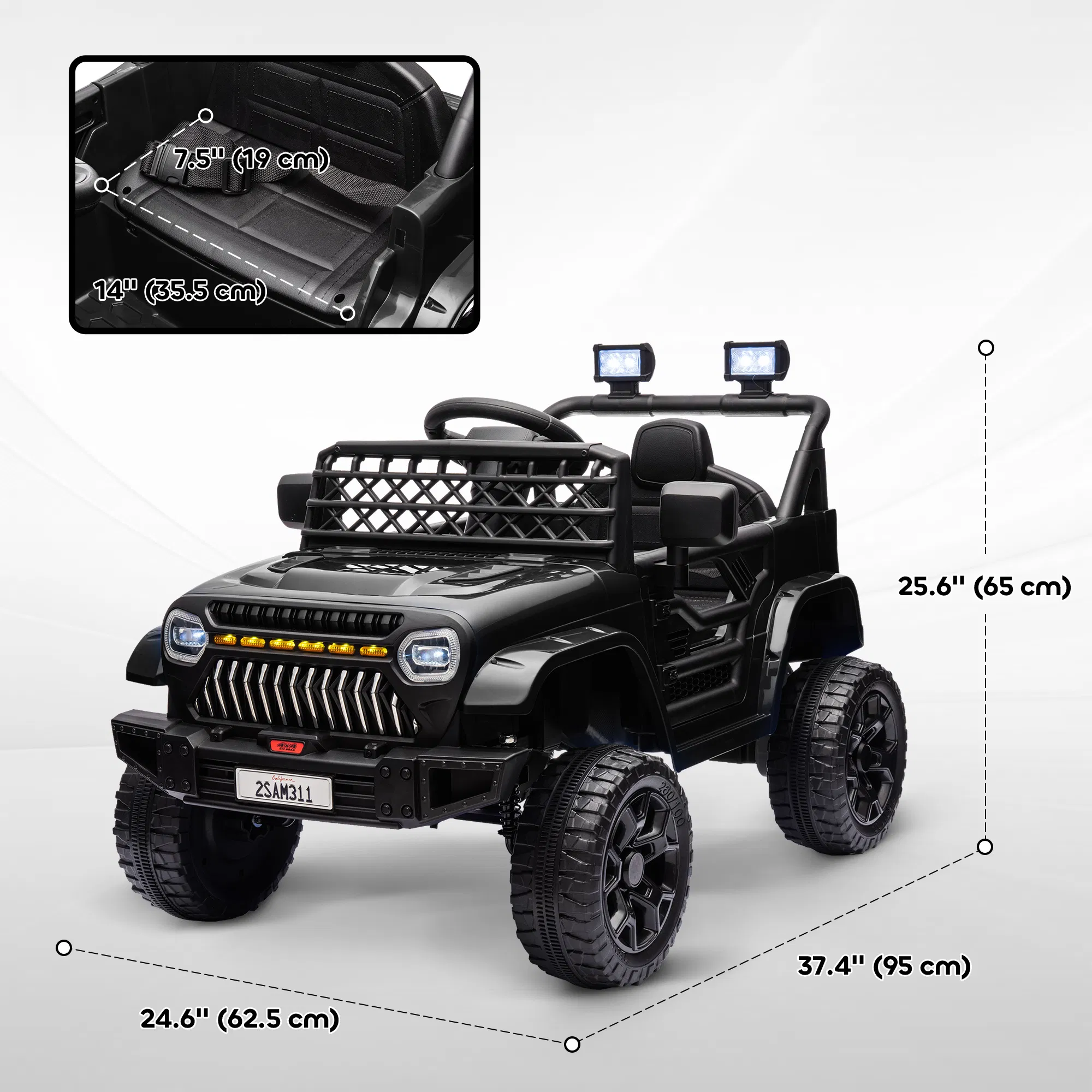 12V Ride on Truck, Electric Car for Kids with Remote Control, Suspension, 3 Speeds, USB Music Headlights, Black photo 2