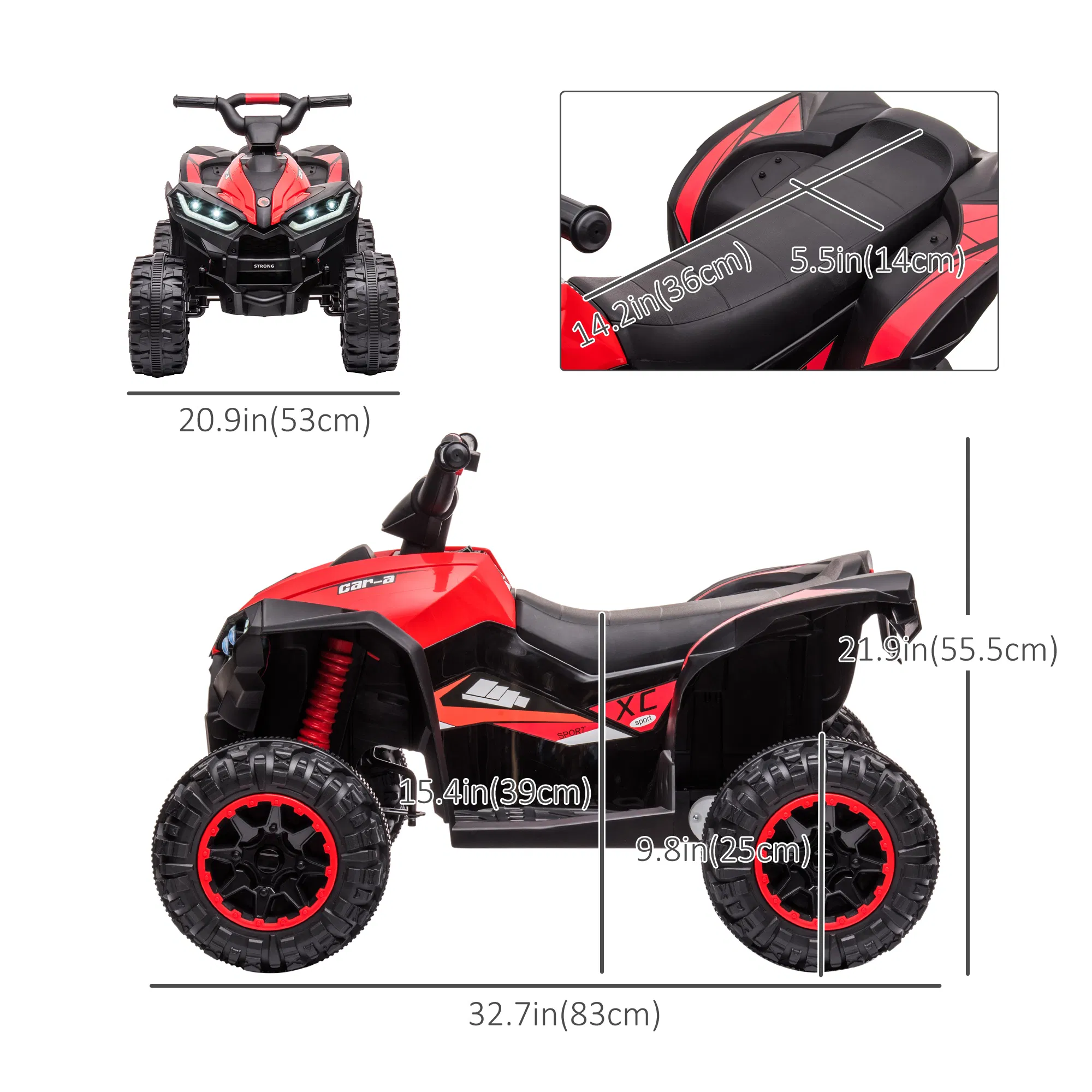 Kids 4 Wheeler Quad with Music, Headlights, High & Low Speed, Kids ATV for 3-5 Years Old Boys & Girl, Red photo 5