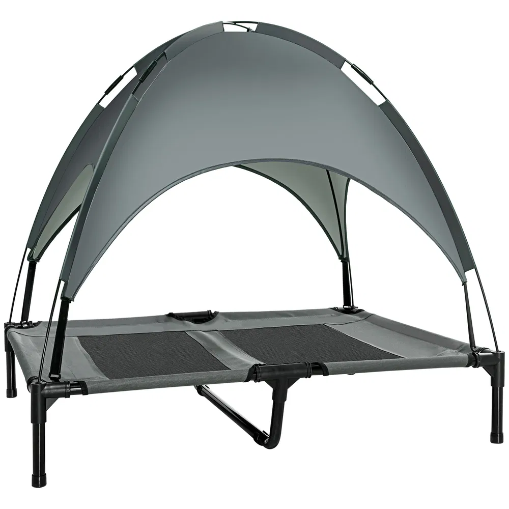 Large Elevated Dog Bed 6.2" L X 29.9" W 36.2" H Foldable Outdoor Cat Dog Canopy Cot w/ Carry Bag Grey photo 7