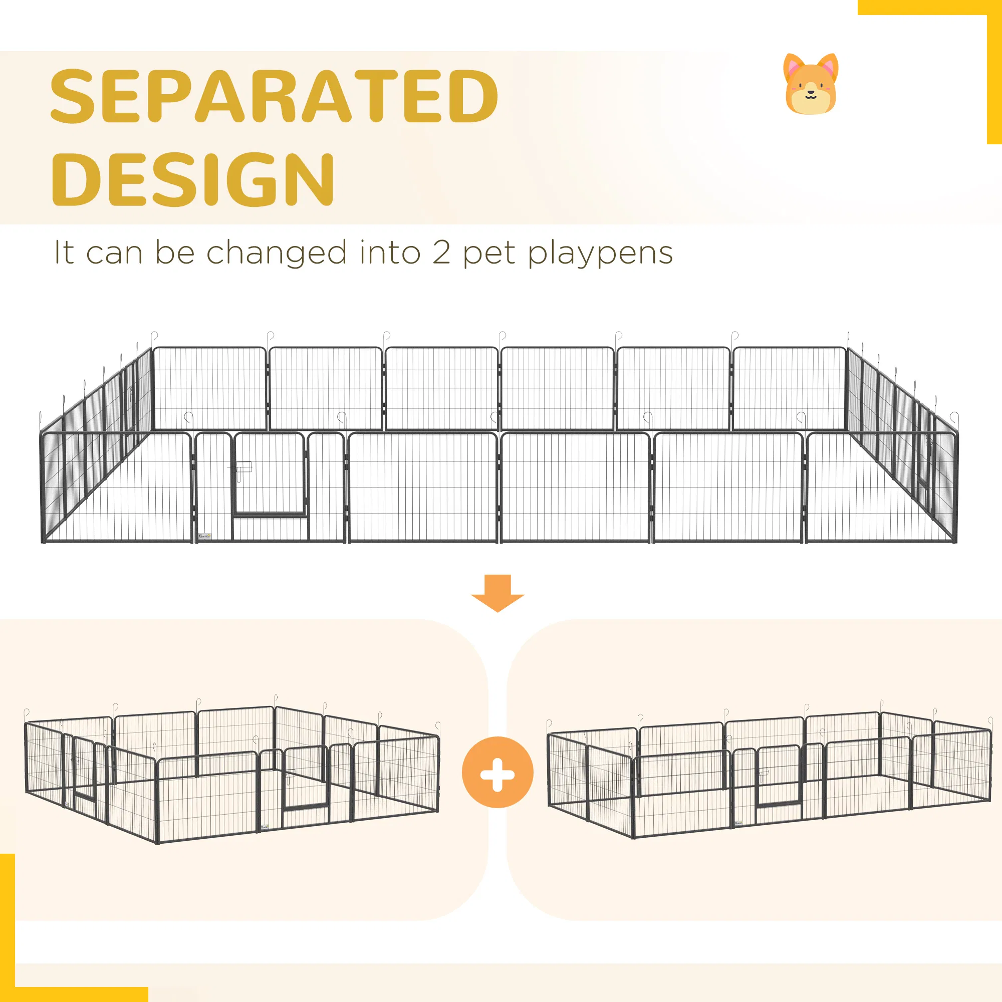 24 Panel 24" Height Heavy Duty Dog Playpen for Small Medium Dogs, Grey photo 2