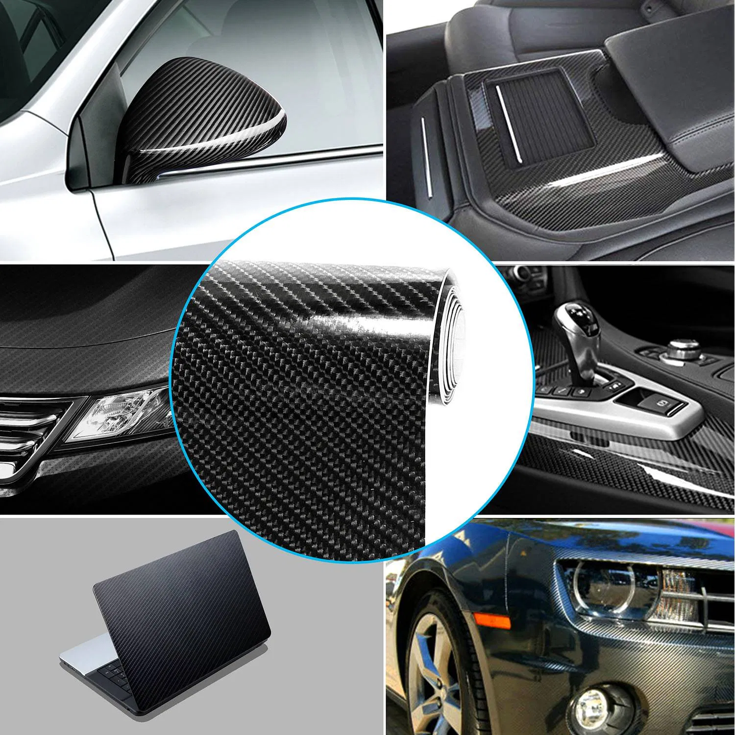 Black 7D Carbon Fiber Car Wrap High Gloss Vinyl Wrap Film Roll Bubble Free Air Release for Cars Laptops Phones photo 8