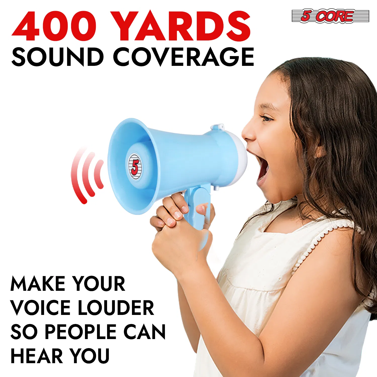 5Core Megaphone 15W Bull Horn Kids PA Speaker w 400 Yards Range Siren Lightweight Loud Mini Megafono photo 8
