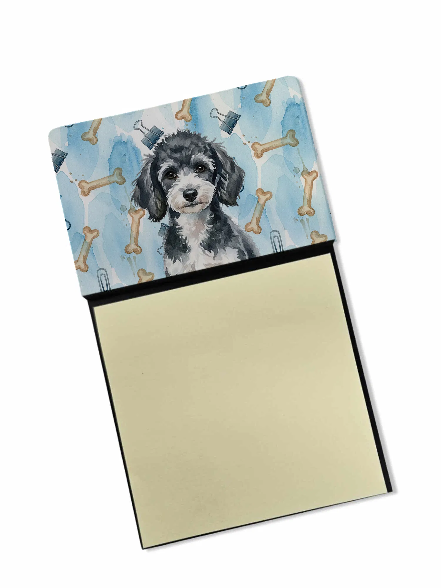 Miniature Parti Poodle Coworker Watercolor Sticky Note Holder Refillable Dispenser Desk Accessory 3x3 Pad Gift photo 1