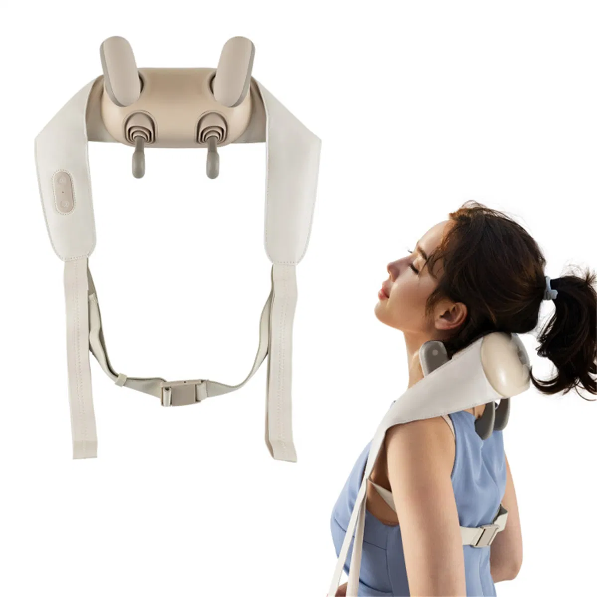 Neck Shoulder Massager - 4D Deep Tissue Kneading, 2 Modes & 2-Level Heat (104-113°F), Hands-Free Straps for Home/Office/Travel photo 3