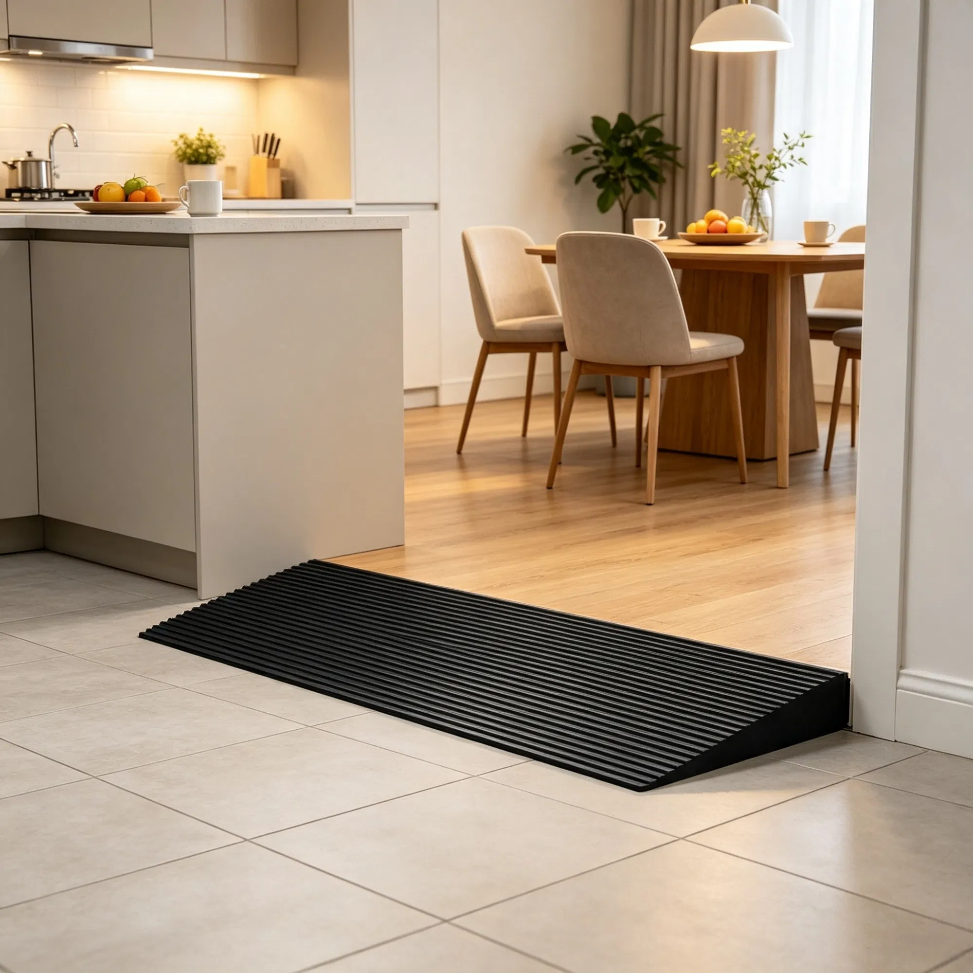 35.4" Wide Cuttable Threshold Ramp, Natural Rubber Non-Slip Surface with Double-Sided Tape, for Sweeping Robot, Wheelchair & Doorways photo 2
