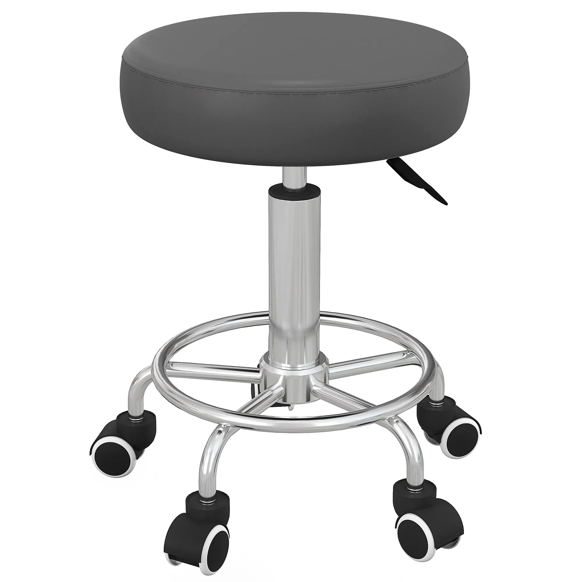 Vinsetto Salon Stool with Adjustable Height, PU Leather Barber Rolling Massage Tattoo Chair for Bar Beauty SPA, Grey photo 1