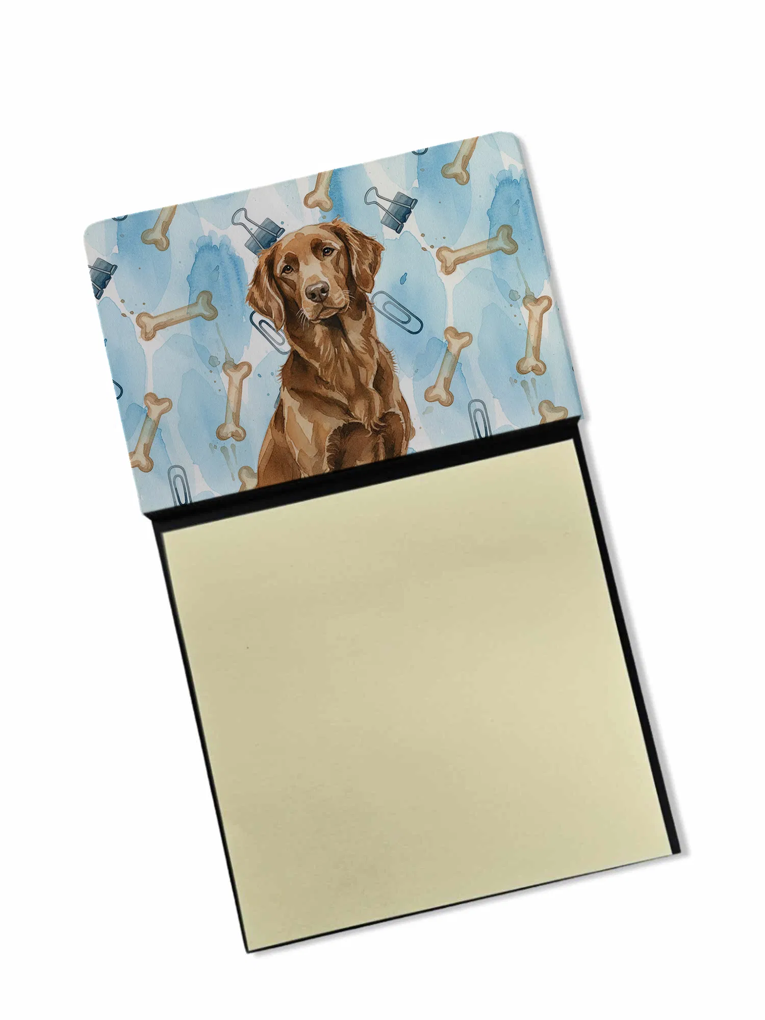 Liver Flat-Coated Retriever Coworker Watercolor Sticky Note Holder Refillable Dispenser Desk Accessory 3x3 Pad Gift photo 1