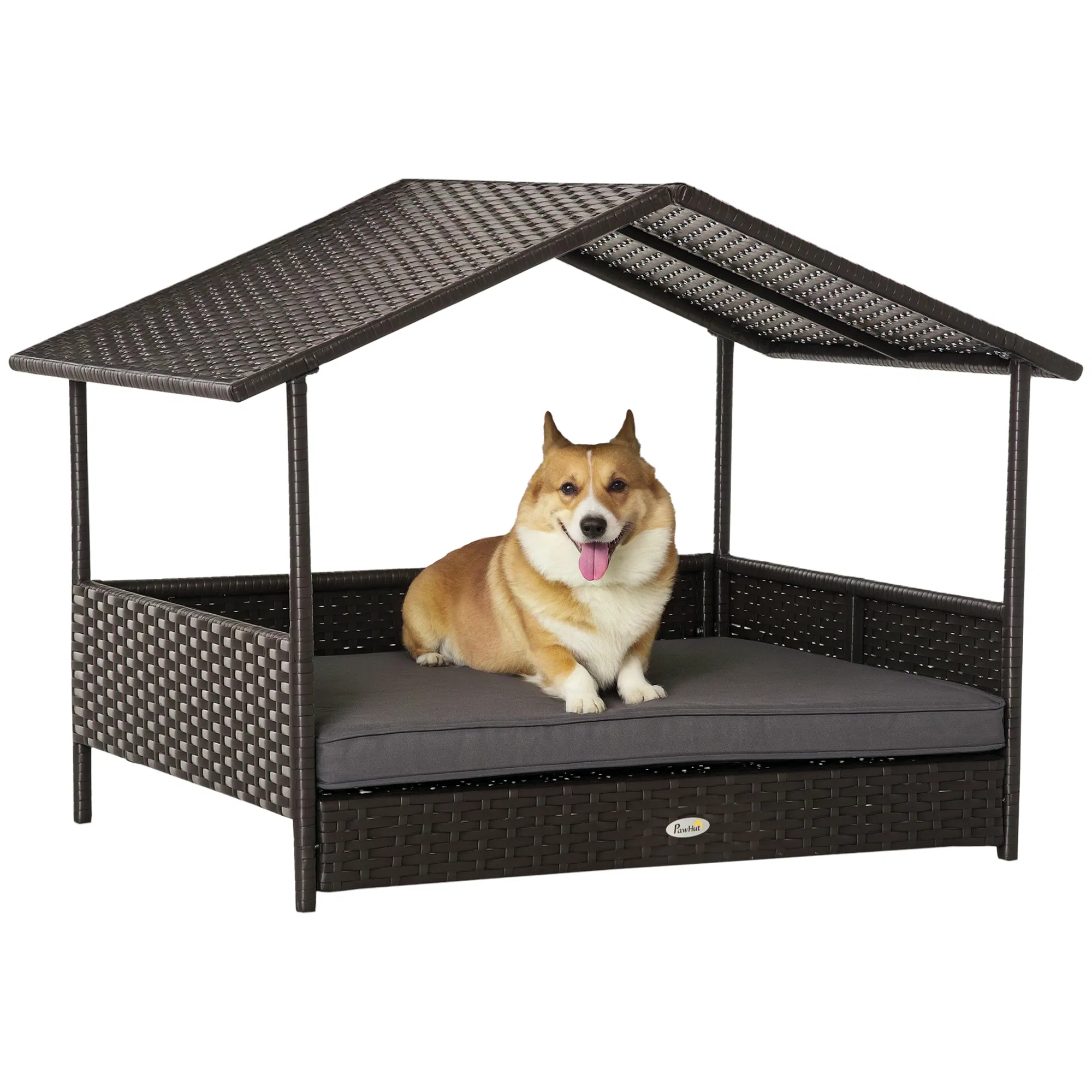 Wicker Pet House Dog Bed for Indoor/Outdoor Rattan Furniture with Cushion photo 1