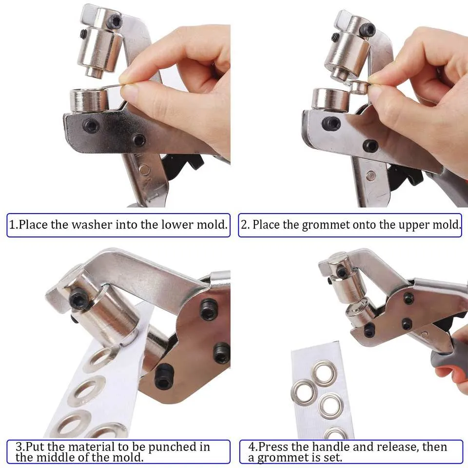 500Pcs Grommets Eyelets 10mm Set with Grommet Pliers for Tarpaulin Eyelets Garden Tarpaulin photo 5